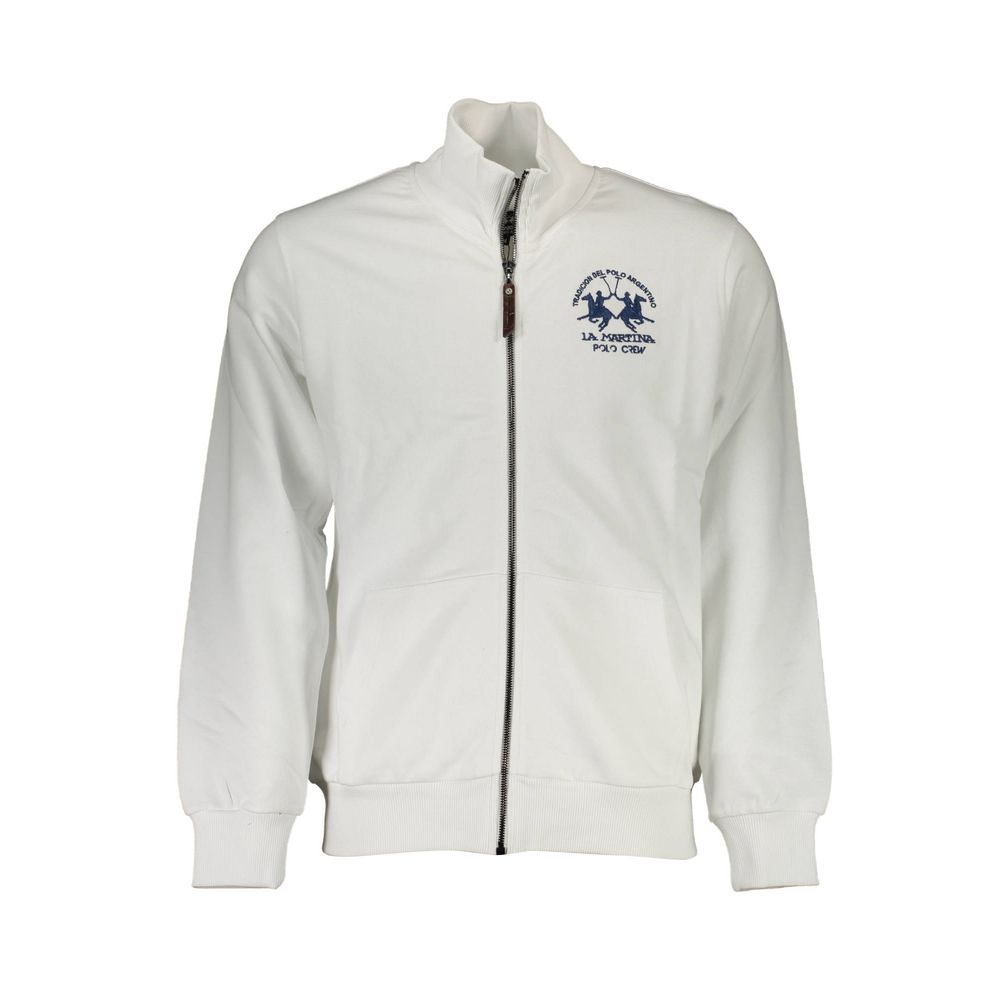 La Martina White Cotton Men Sweatshirt | Regal Royce