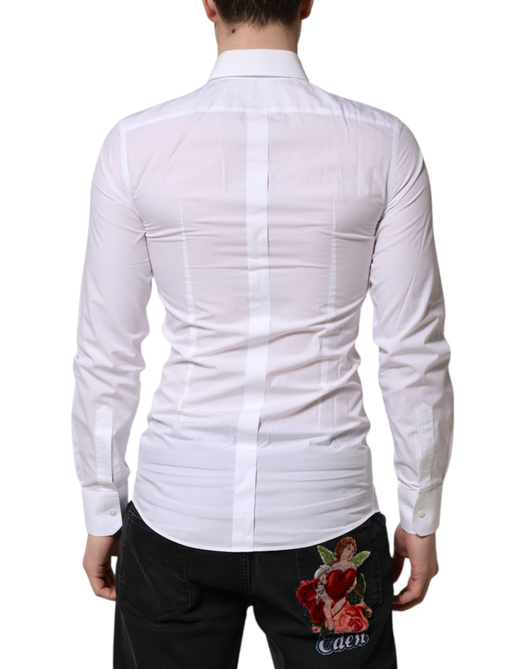 Dolce & Gabbana White GOLD Long Sleeves Dress Men Formal Shirt | Regal Royce