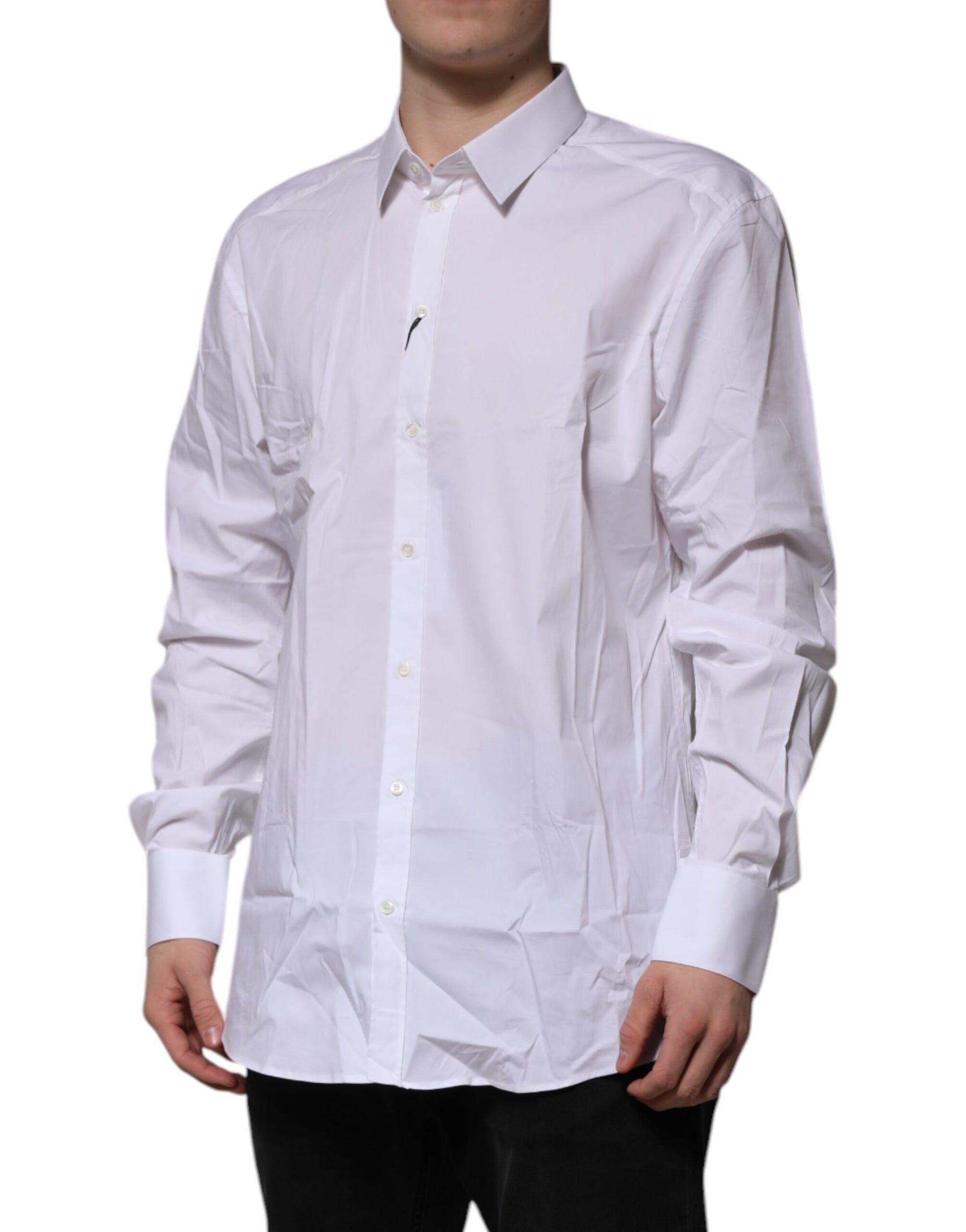 Dolce & Gabbana White GOLD Long Sleeve Dress Formal Shirt | Regal Royce