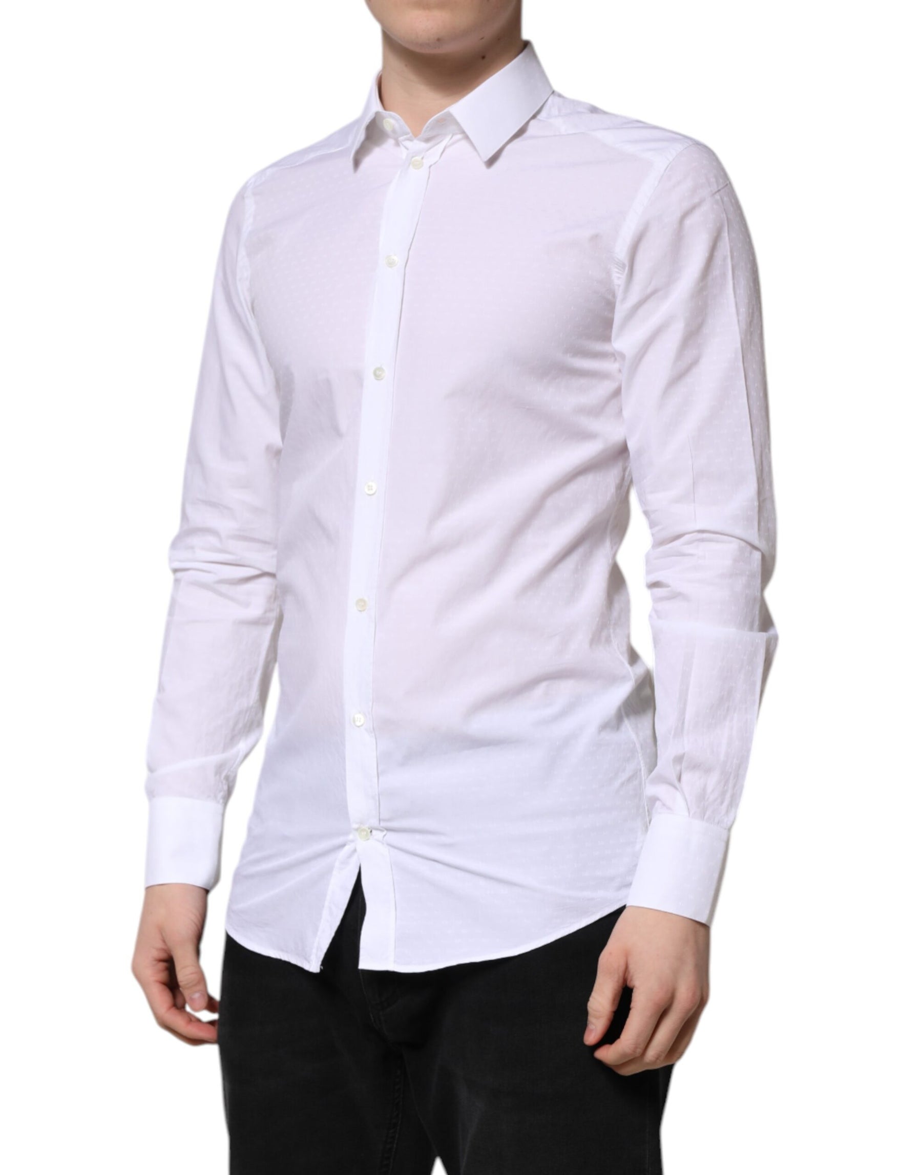 Dolce & Gabbana White GOLD Long Sleeve Dress Men Formal Shirt | Regal Royce