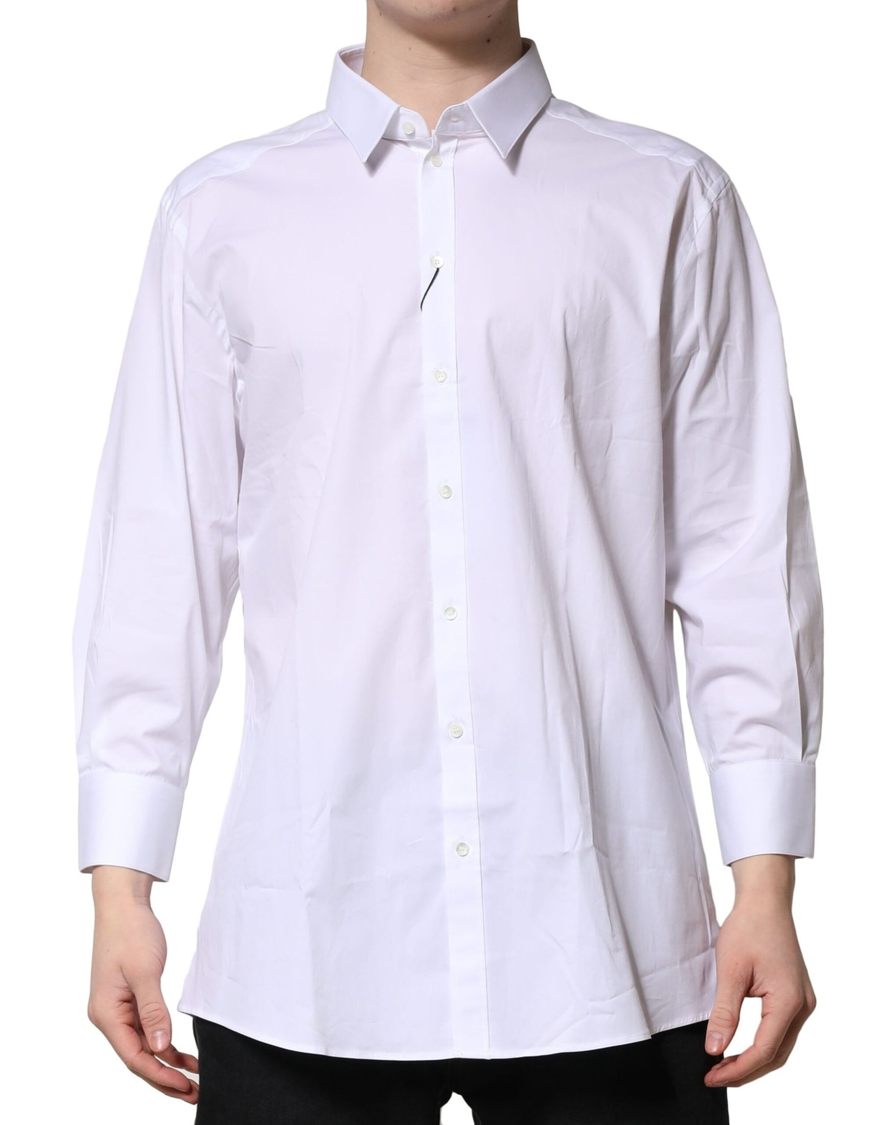 Dolce & Gabbana White GOLD Long Sleeve Dress Men Formal Shirt | Regal Royce