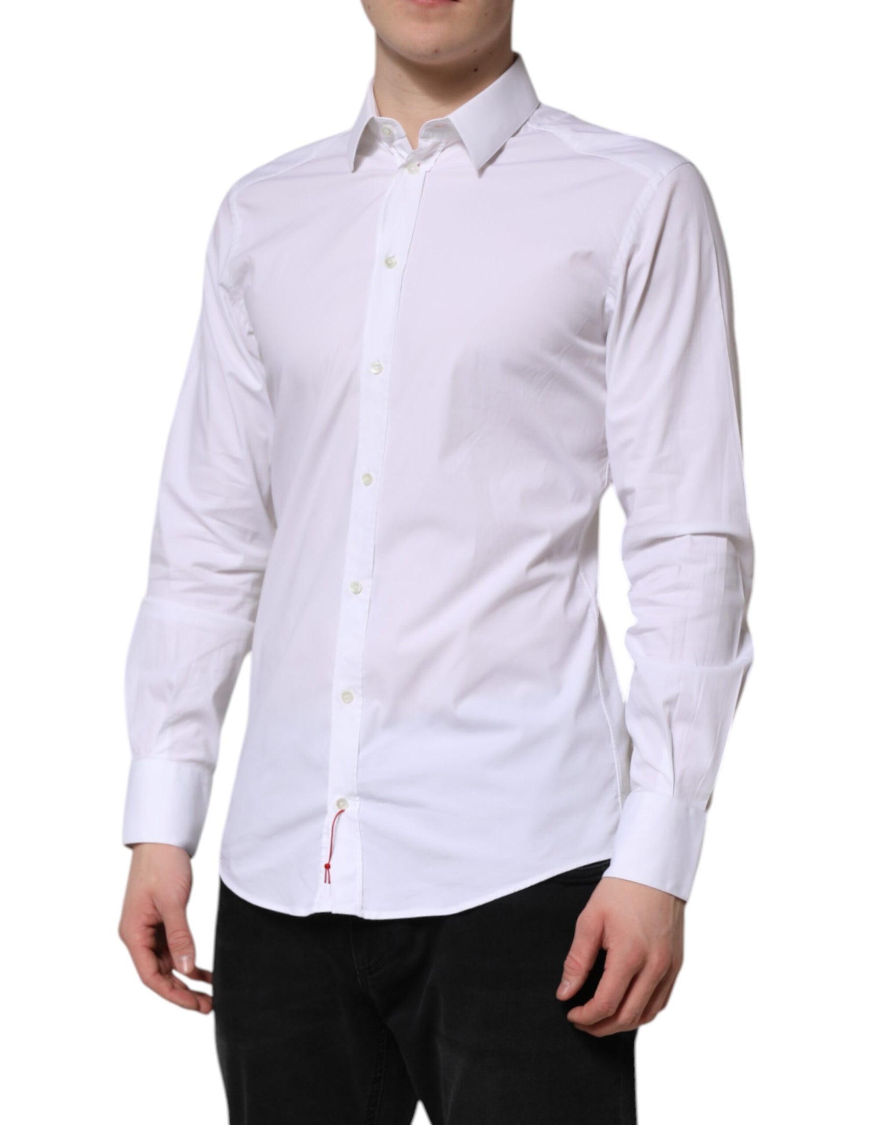 Dolce & Gabbana White GOLD Cotton Dress Formal Shirt | Regal Royce