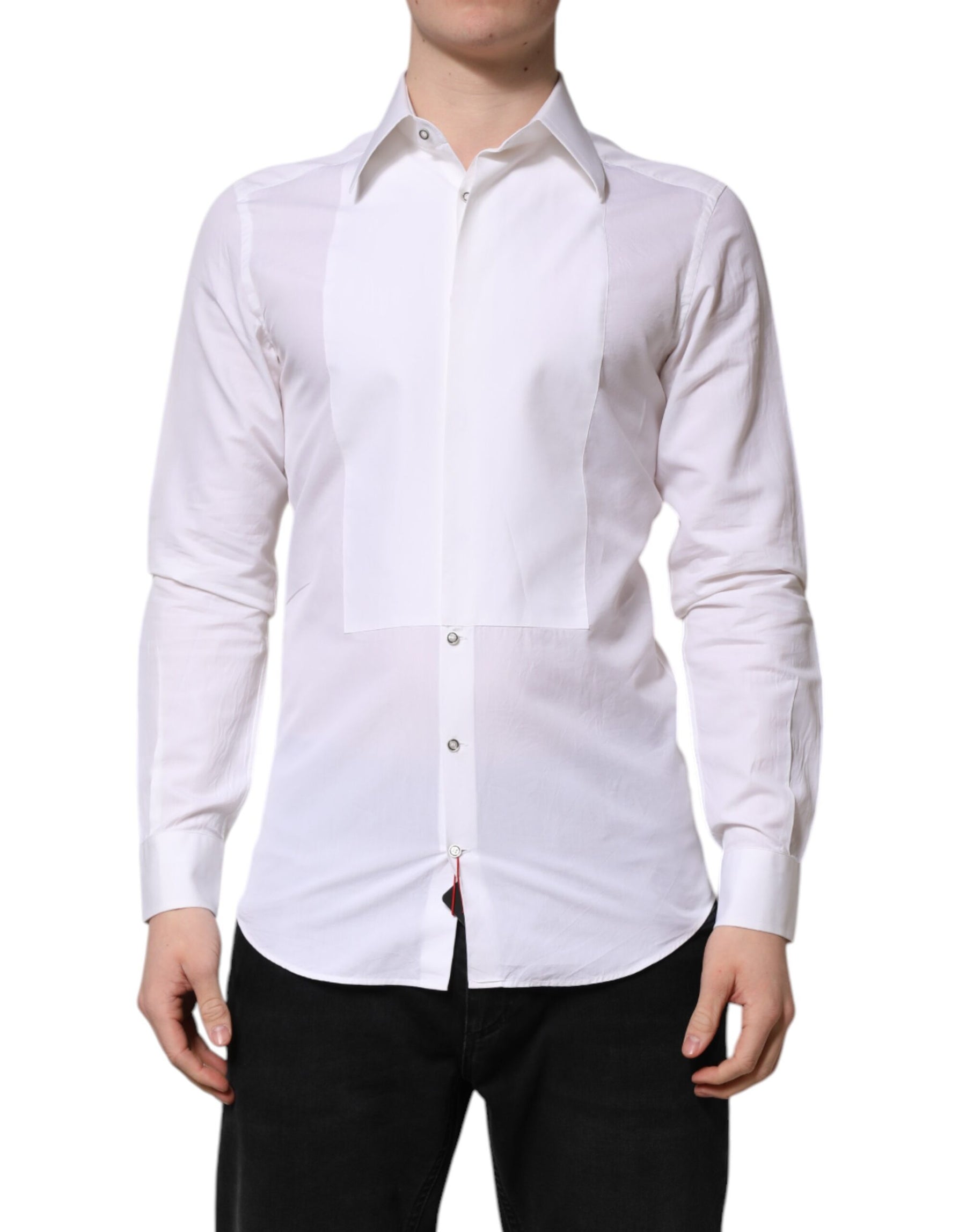 Dolce & Gabbana White GOLD Cotton Poplin Dress Formal Shirt | Regal Royce