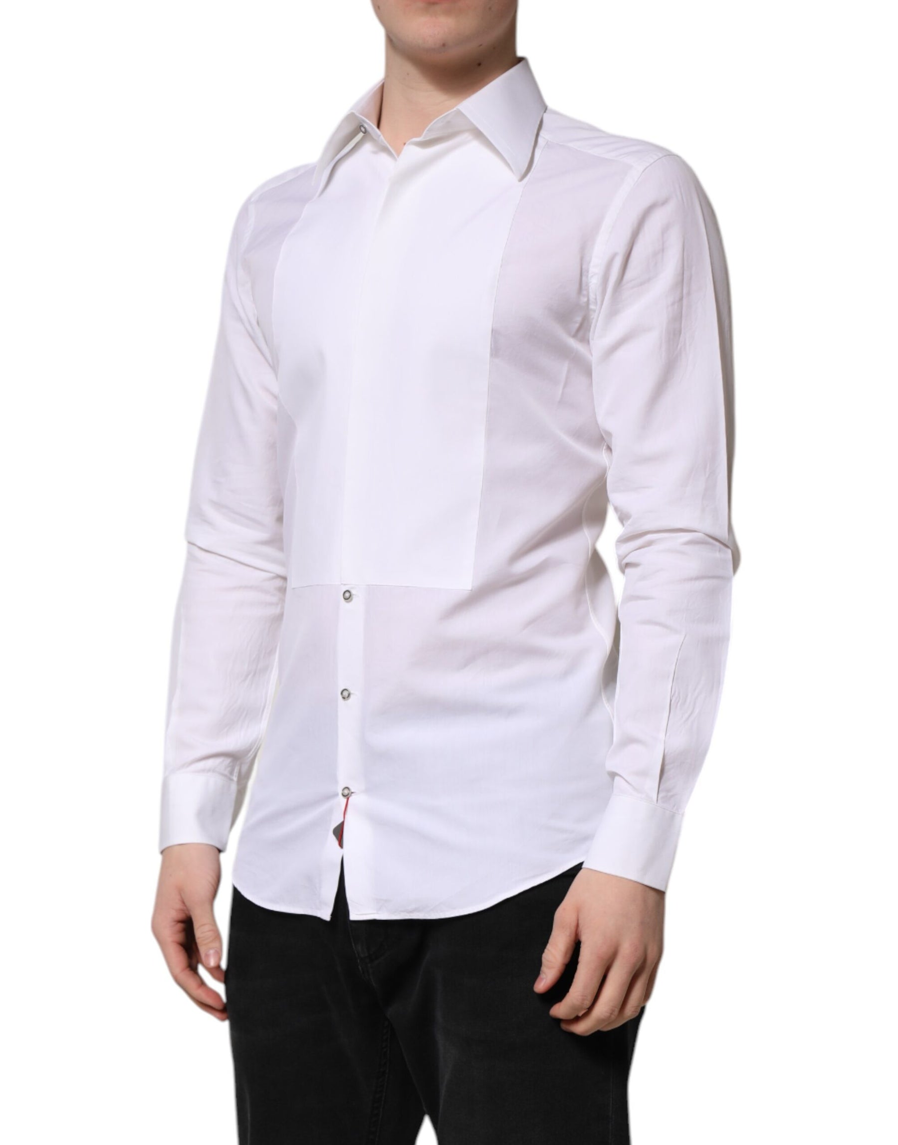 Dolce & Gabbana White GOLD Cotton Poplin Dress Formal Shirt | Regal Royce