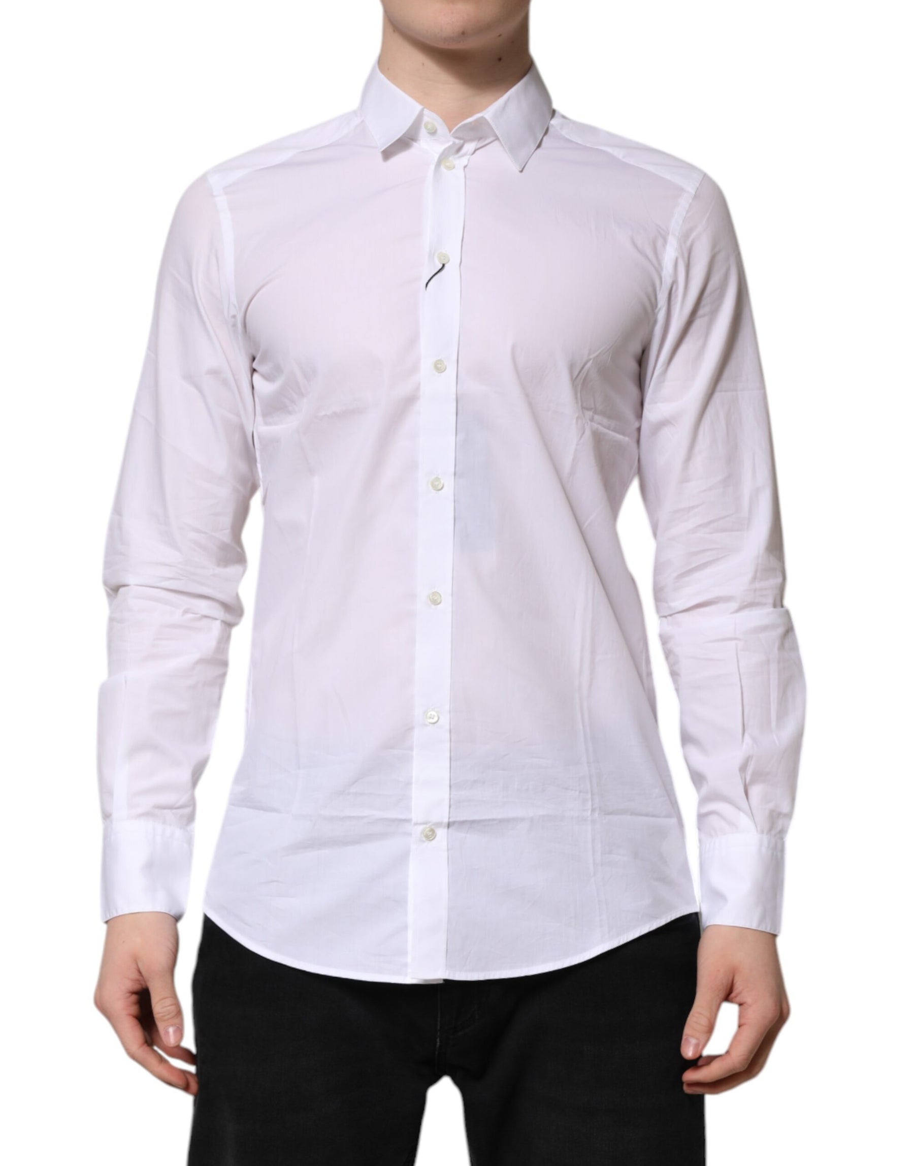 Dolce & Gabbana White Cotton Long Sleeves Dress Formal Shirt | Regal Royce