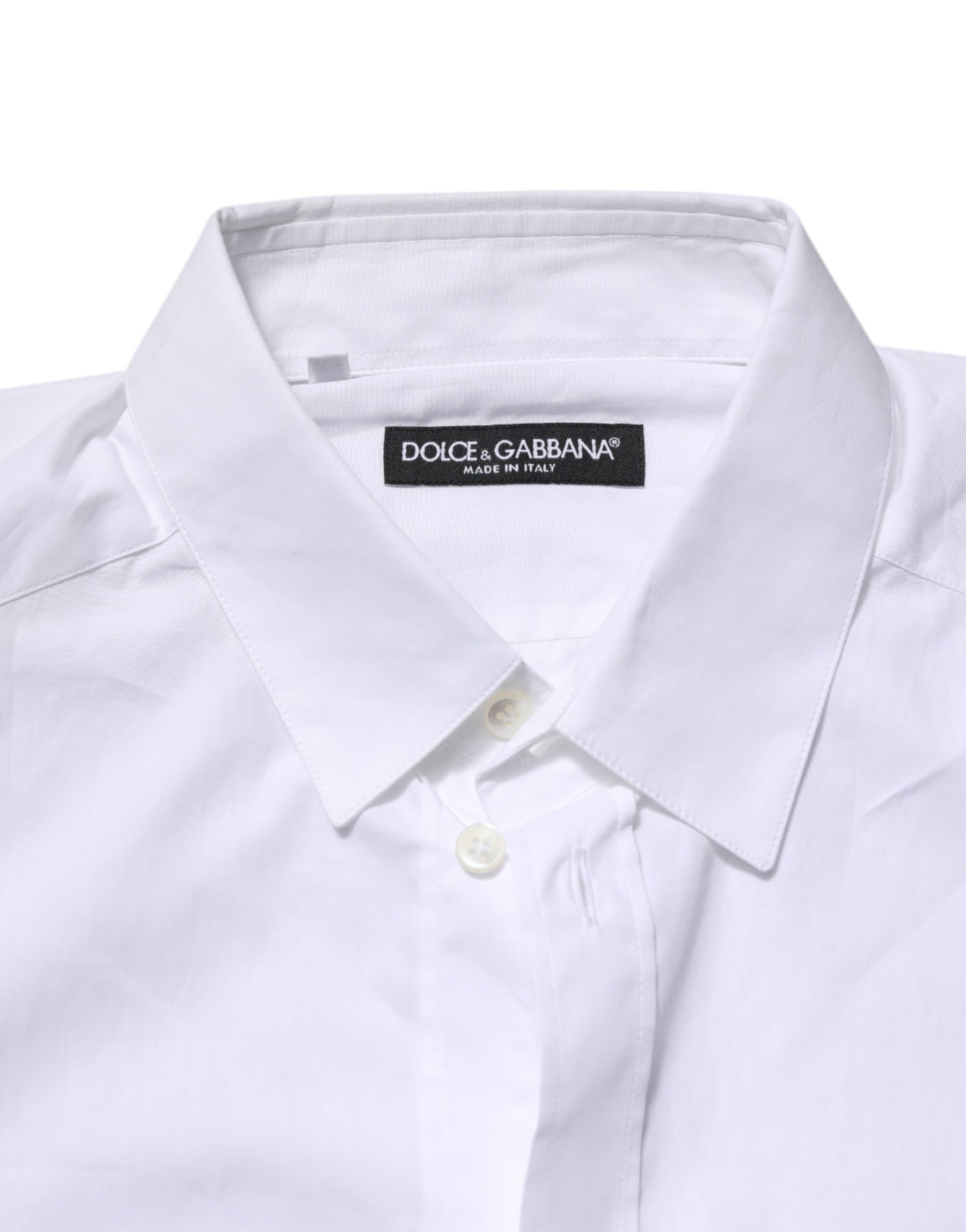 Dolce & Gabbana White Cotton Long Sleeves Dress Formal Shirt | Regal Royce