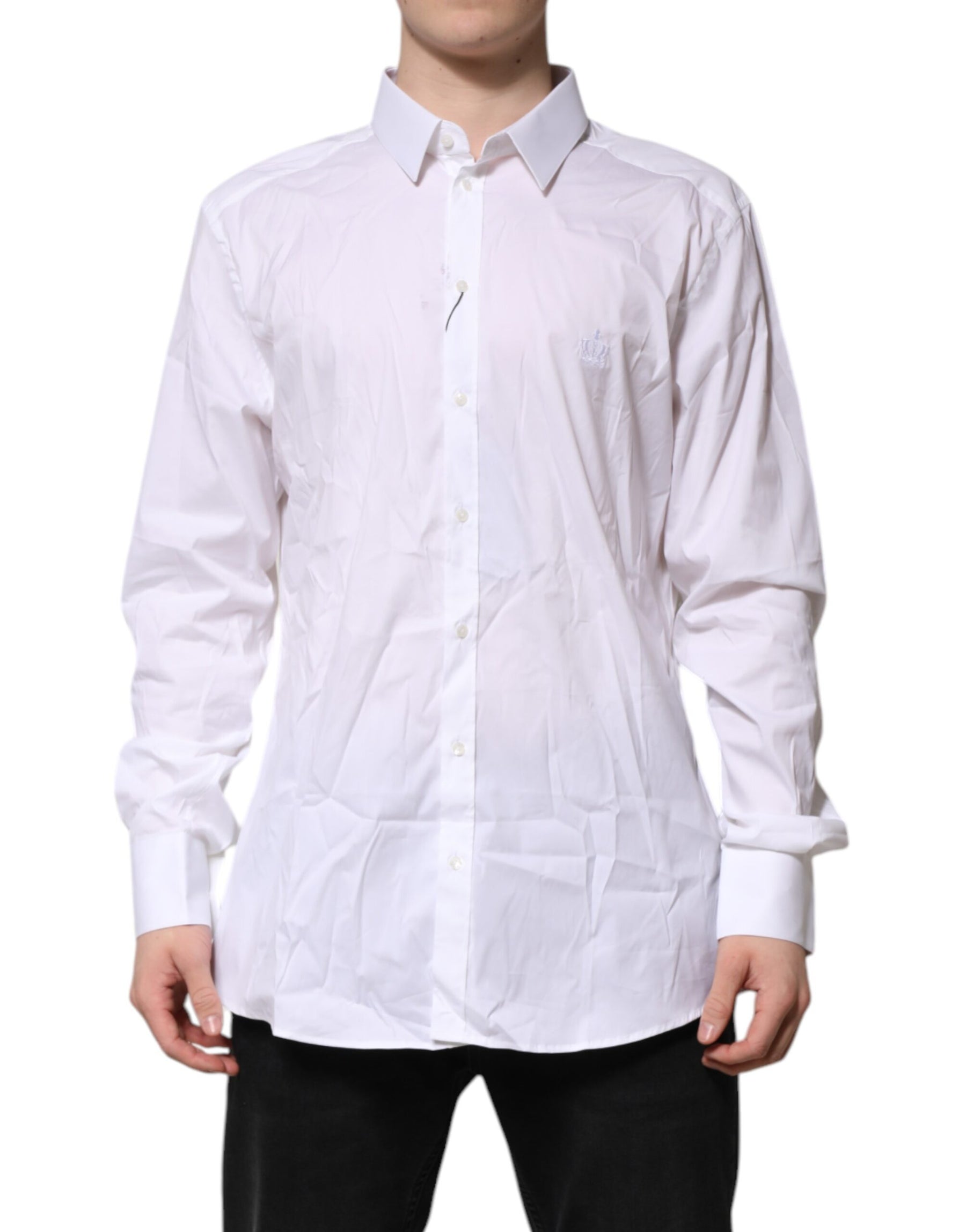 Dolce & Gabbana White GOLD Cotton Men Dress Formal Shirt | Regal Royce
