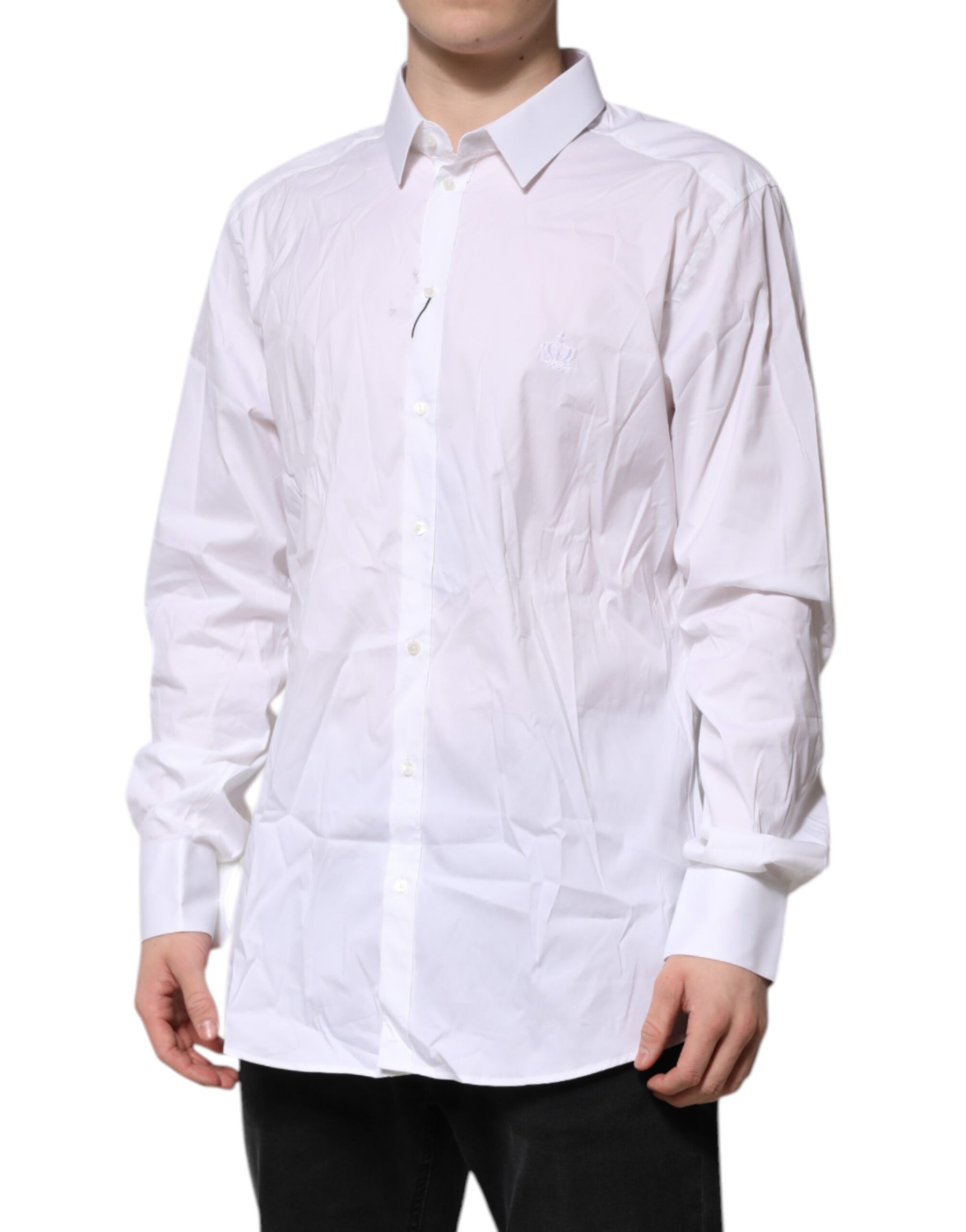 Dolce & Gabbana White GOLD Cotton Men Dress Formal Shirt | Regal Royce