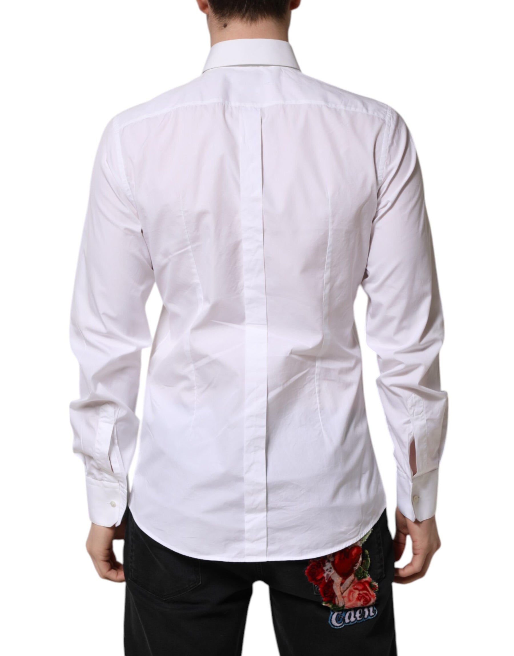 Dolce & Gabbana White GOLD Cotton Bib Dress Formal Shirt | Regal Royce