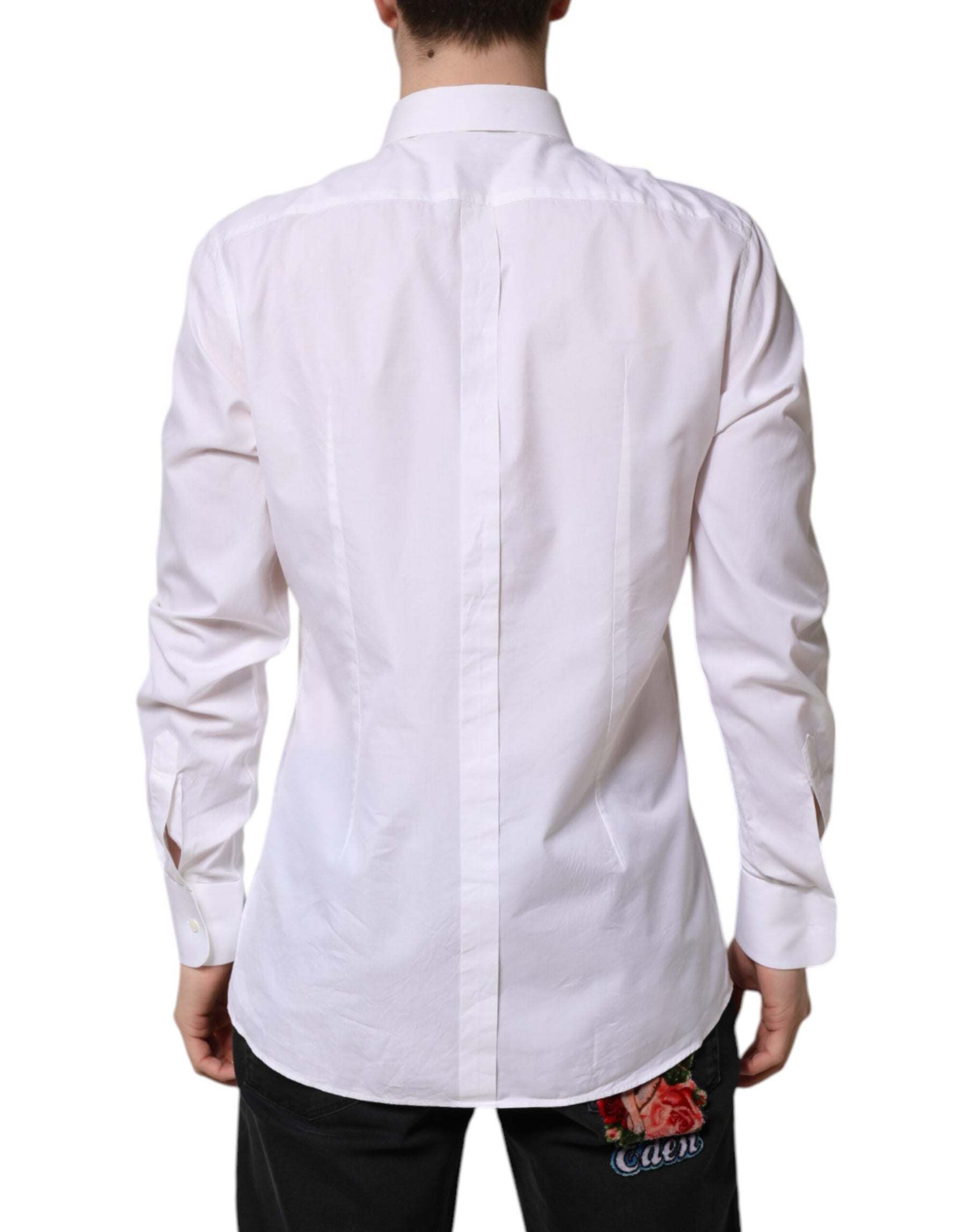 Dolce & Gabbana White GOLD Cotton Long Sleeves Formal Shirt | Regal Royce