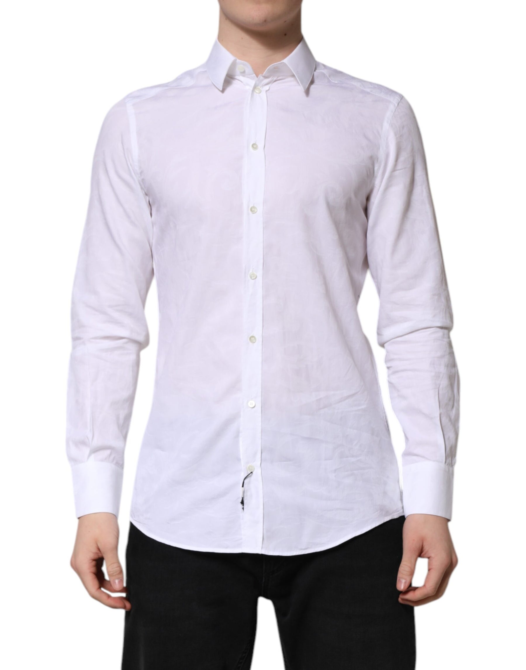 Dolce & Gabbana White MARTINI Cotton Long Sleeve Formal Shirt | Regal Royce