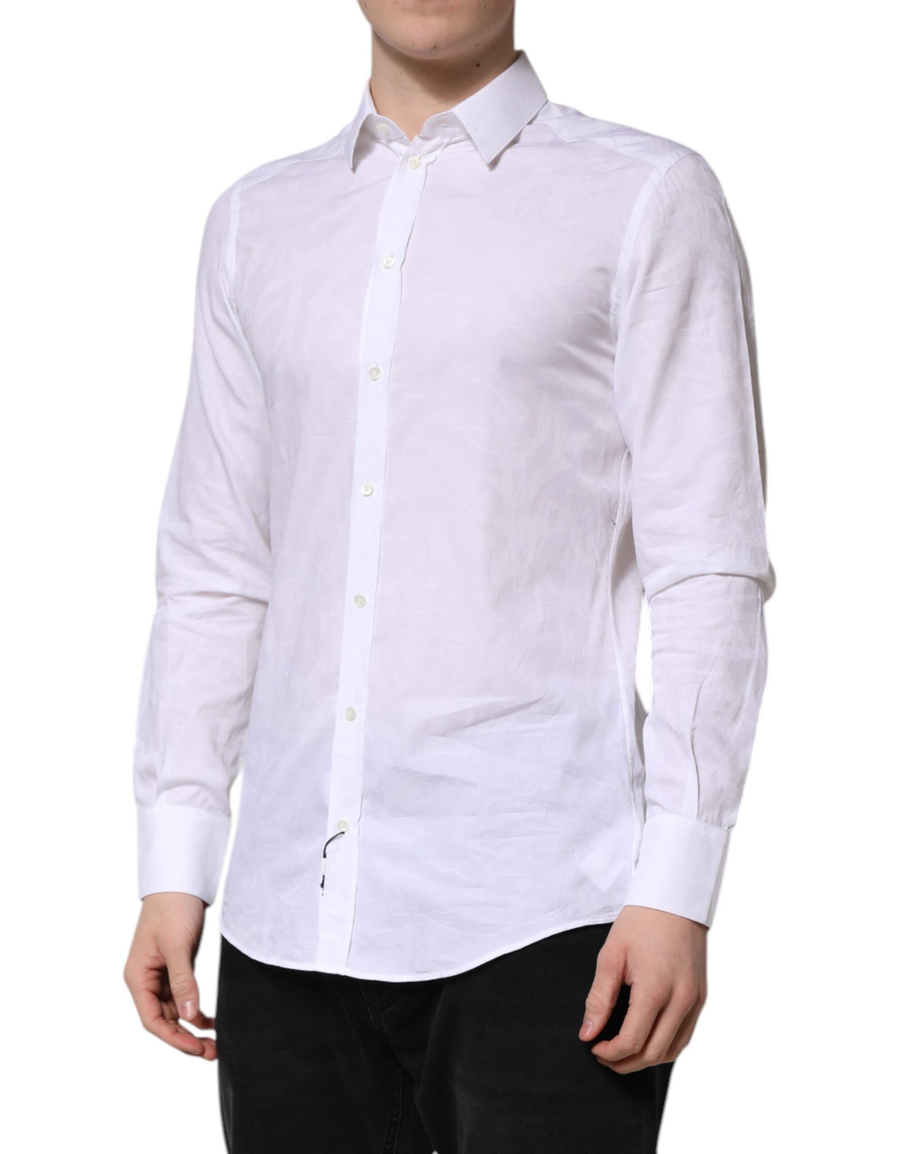 Dolce & Gabbana White MARTINI Cotton Long Sleeve Formal Shirt | Regal Royce