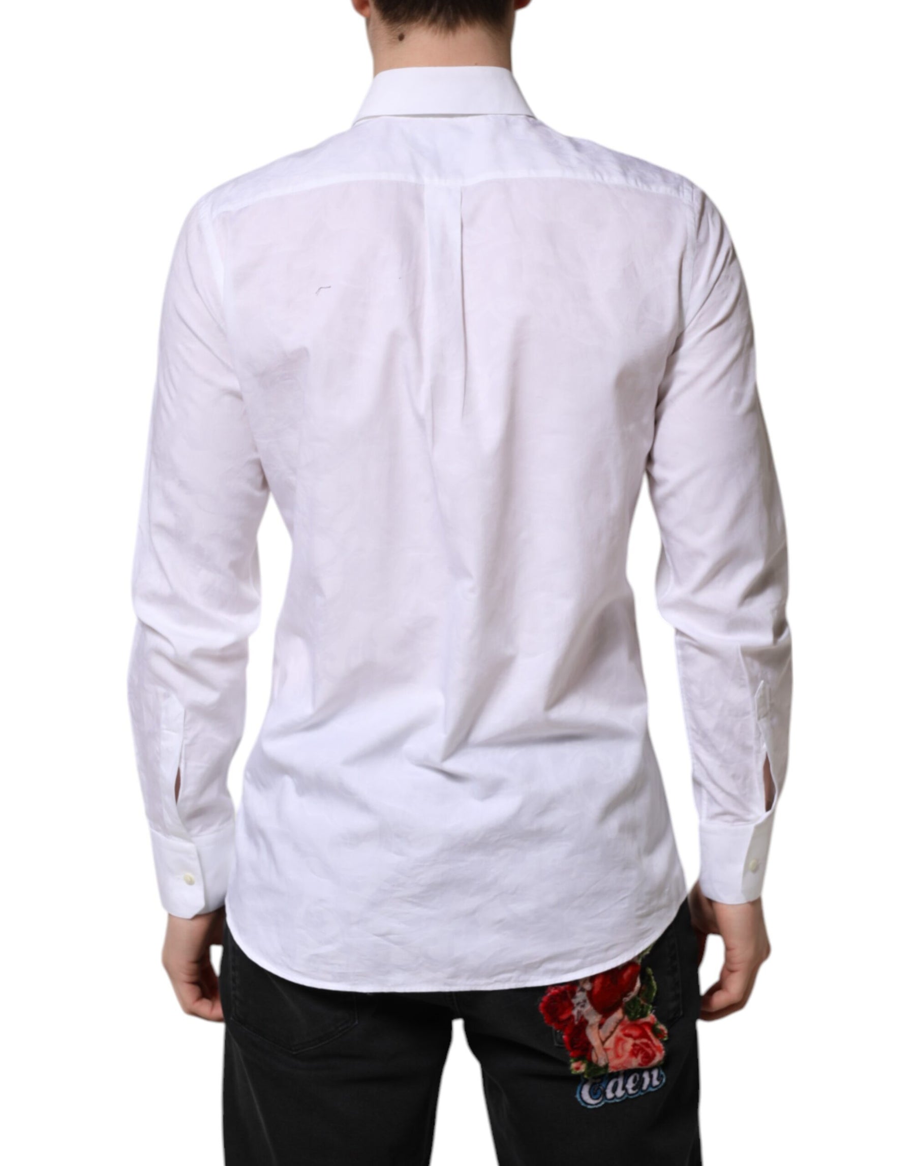 Dolce & Gabbana White MARTINI Cotton Long Sleeve Formal Shirt | Regal Royce