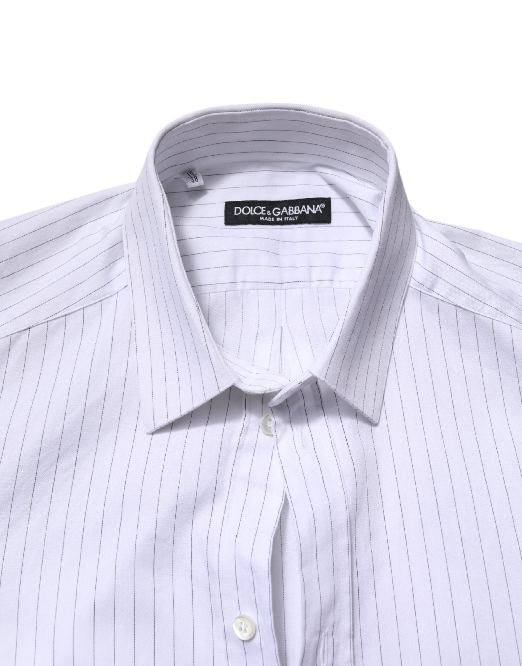 Dolce & Gabbana White Stripes Cotton Long Sleeve Formal Shirt | Regal Royce