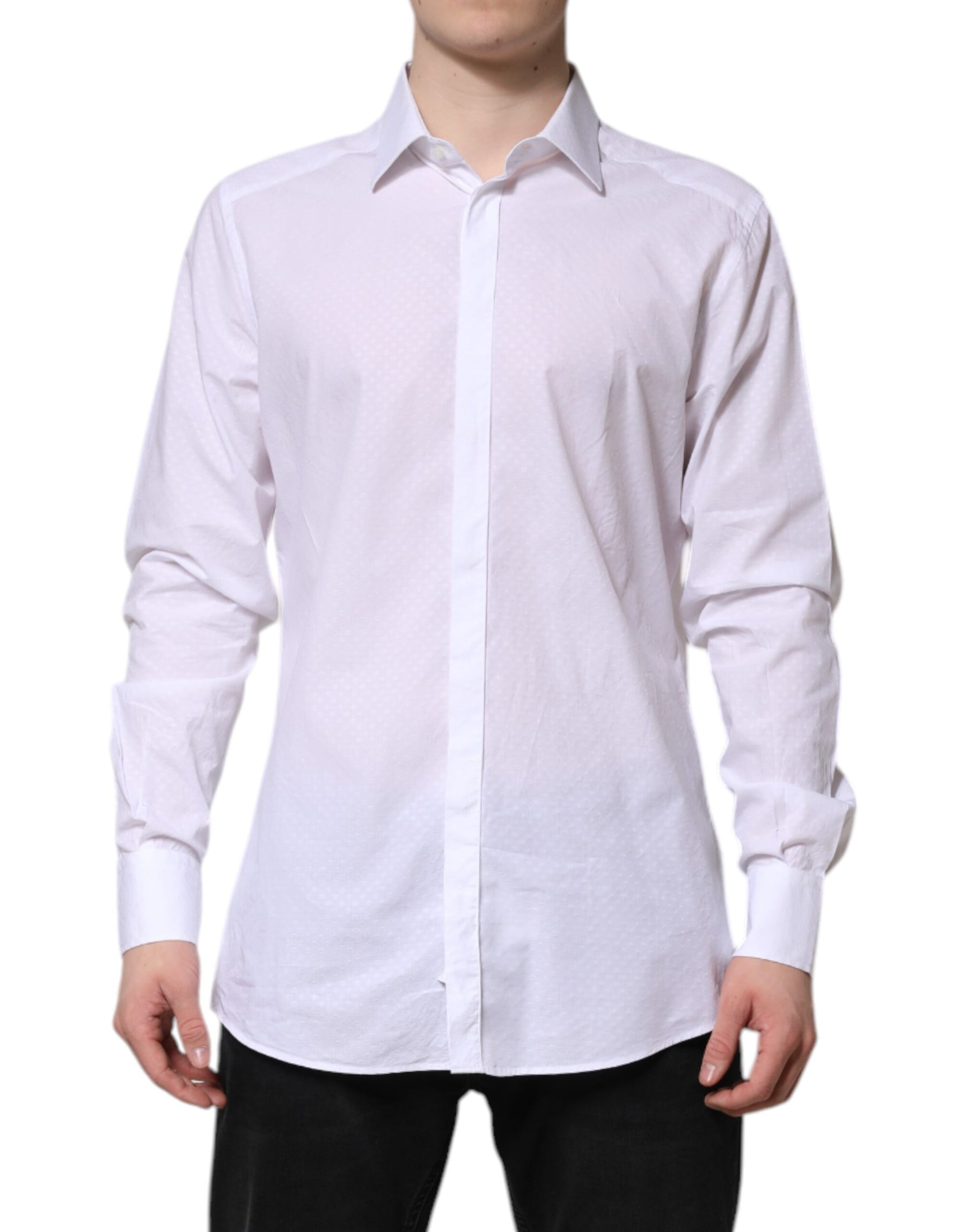 Dolce & Gabbana White GOLD Cotton Long Sleeves Formal Shirt | Regal Royce