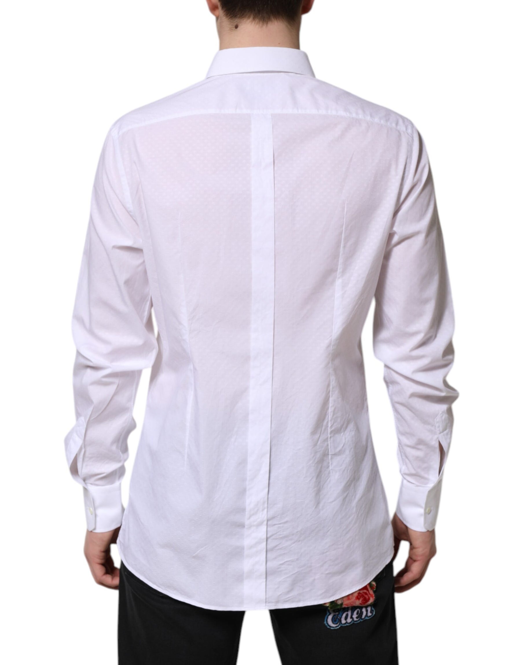 Dolce & Gabbana White GOLD Cotton Long Sleeves Formal Shirt | Regal Royce
