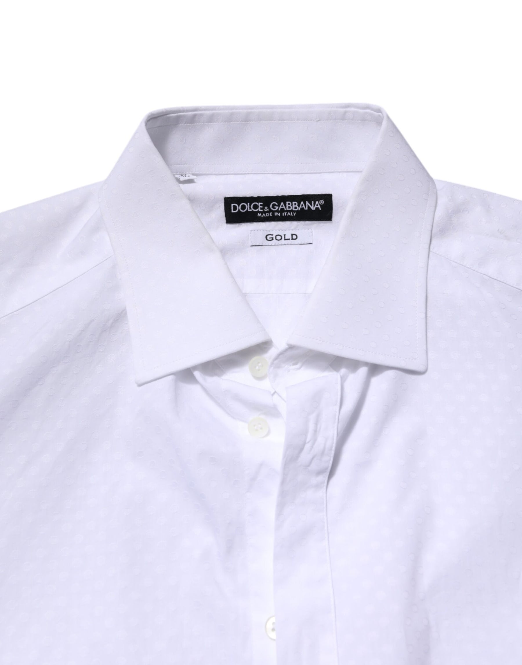 Dolce & Gabbana White GOLD Cotton Long Sleeves Formal Shirt | Regal Royce