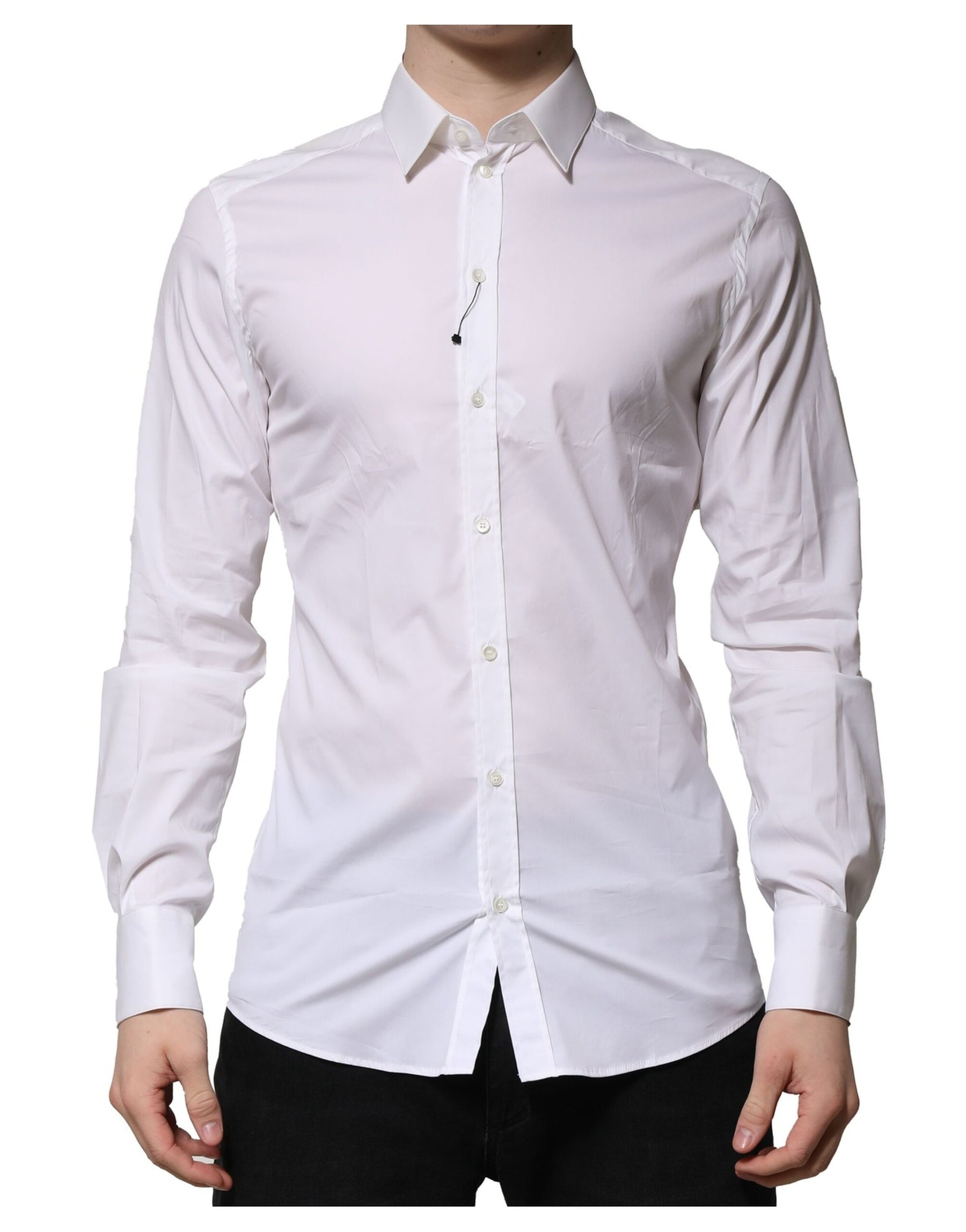 Dolce & Gabbana White Cotton Long Sleeves GOLD Formal Shirt | Regal Royce