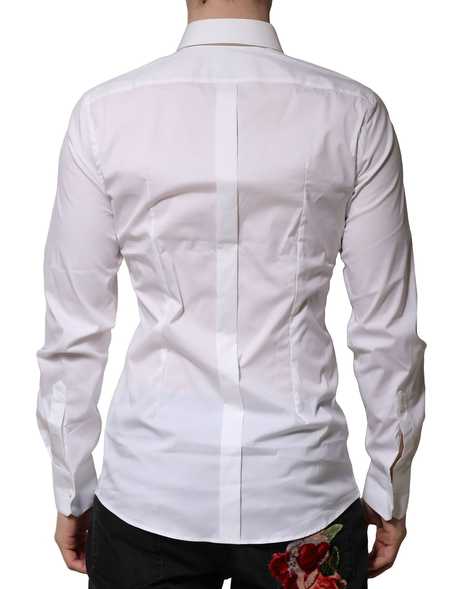 Dolce & Gabbana White Cotton Long Sleeves GOLD Formal Shirt | Regal Royce