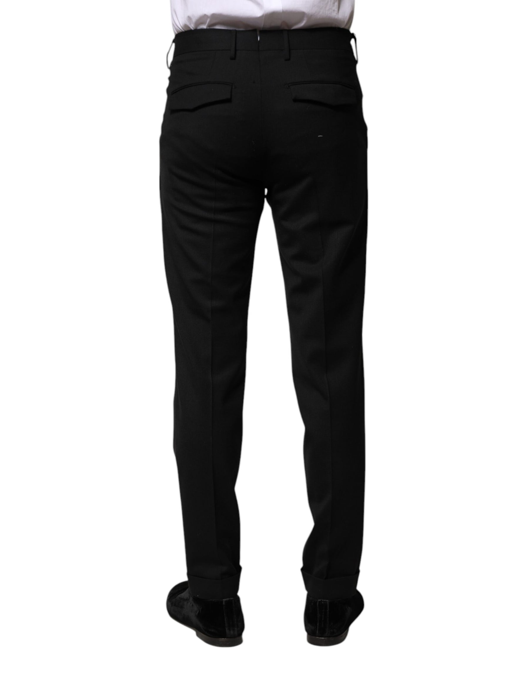 PT Torino Black Solid Formal Tapered Men Dress Pants | Regal Royce