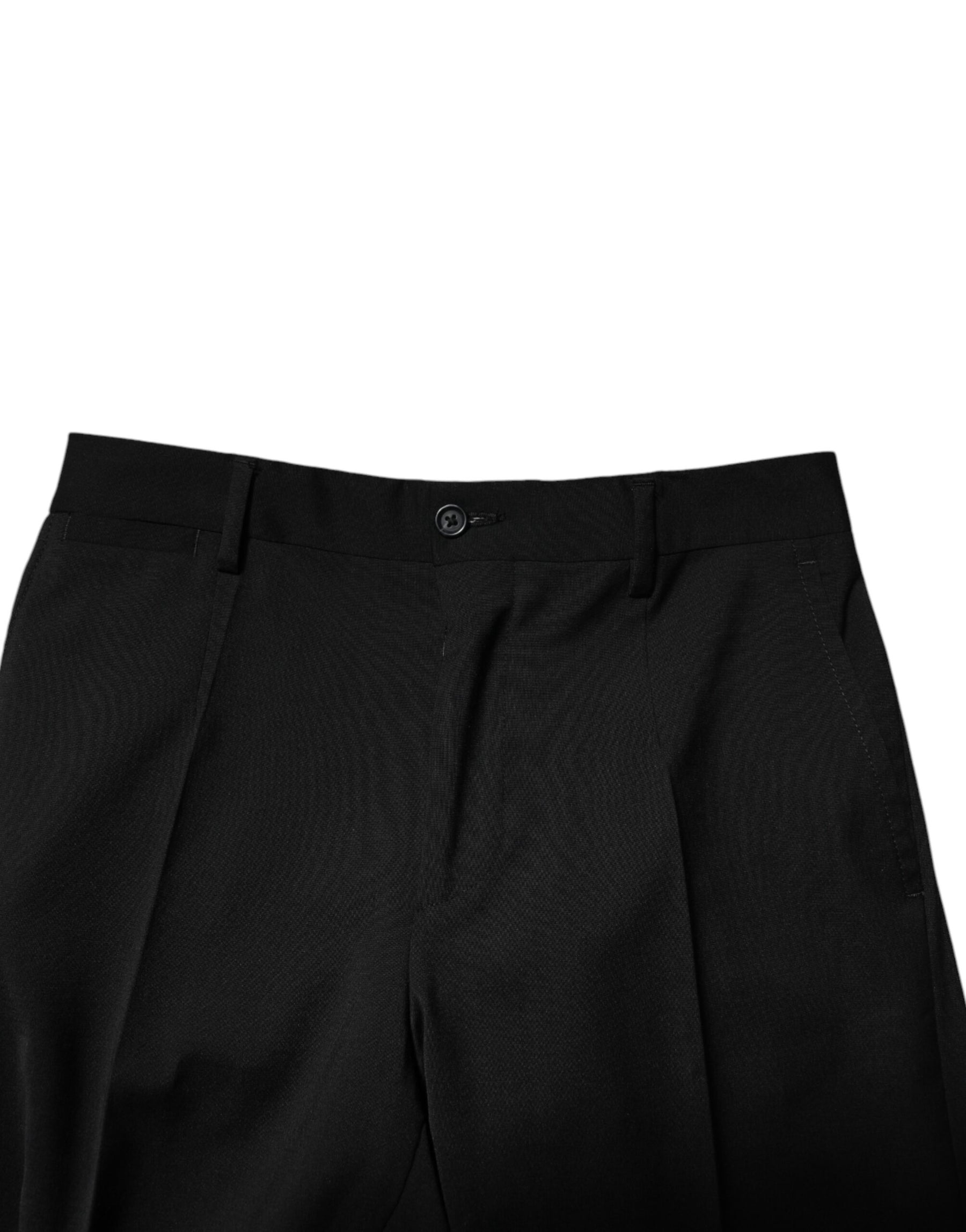 Dolce & Gabbana Black Wool Formal Men Cropped Pants | Regal Royce