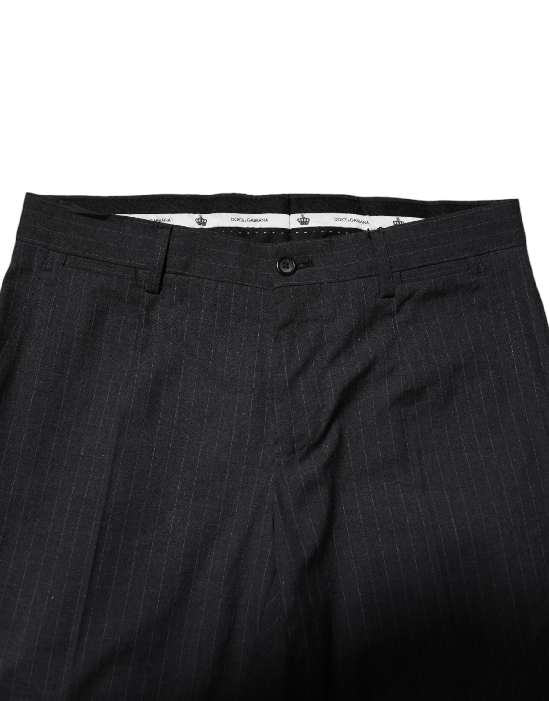 Dolce & Gabbana Gray Striped Cotton Formal Pants | Regal Royce