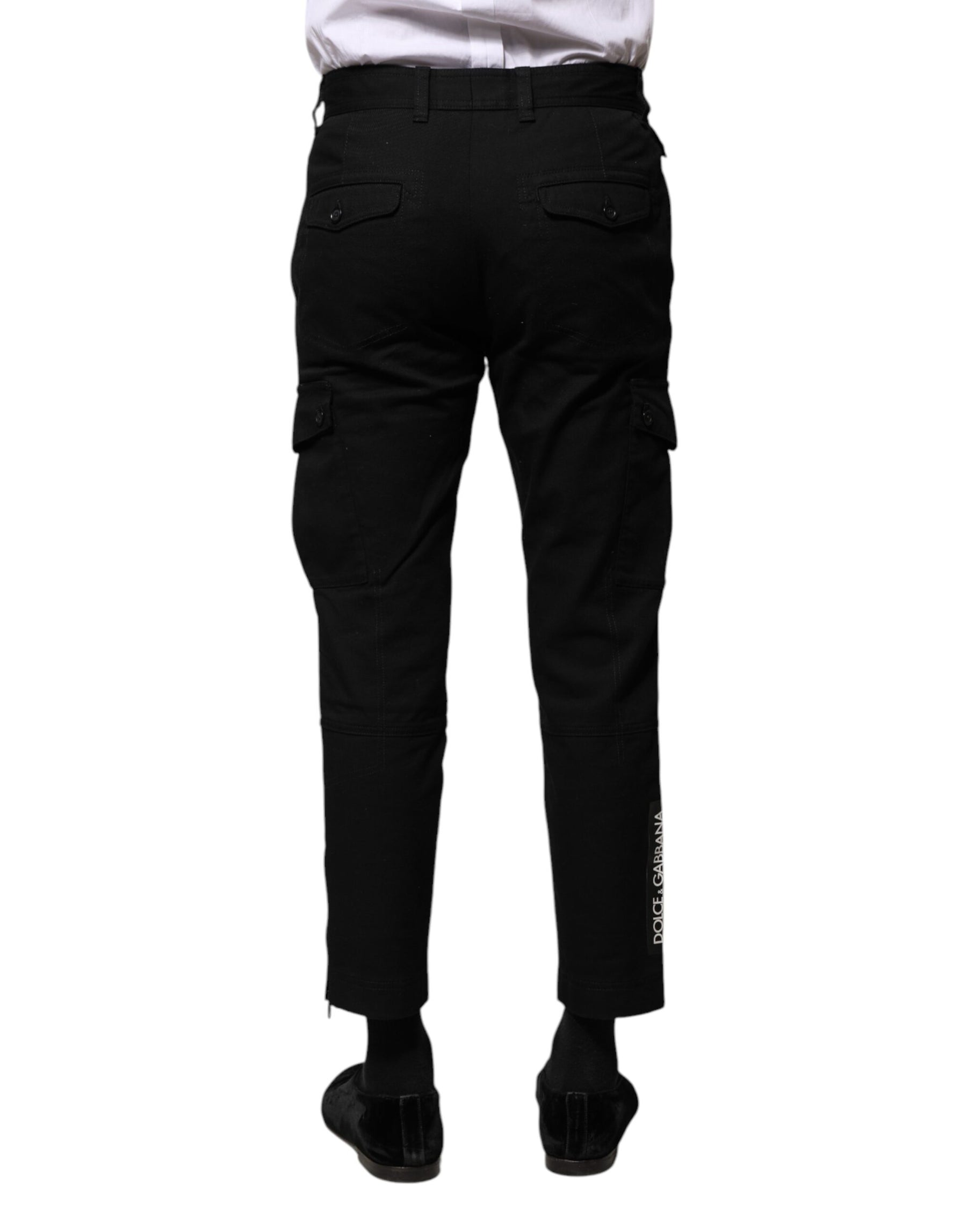 Dolce & Gabbana Black Cotton Formal Men Cropped Pants | Regal Royce