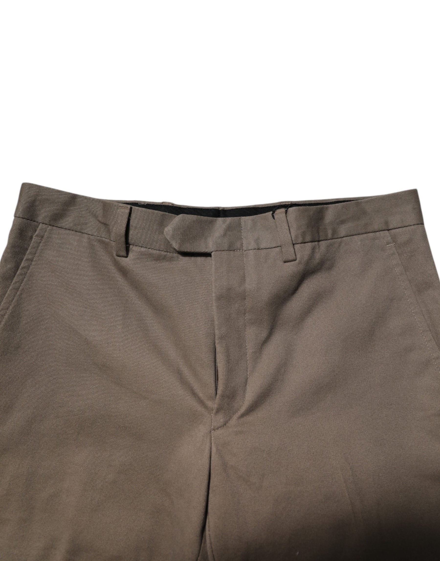 BENCIVENGA Brown Cotton Tapered Formal Dress Pants | Regal Royce