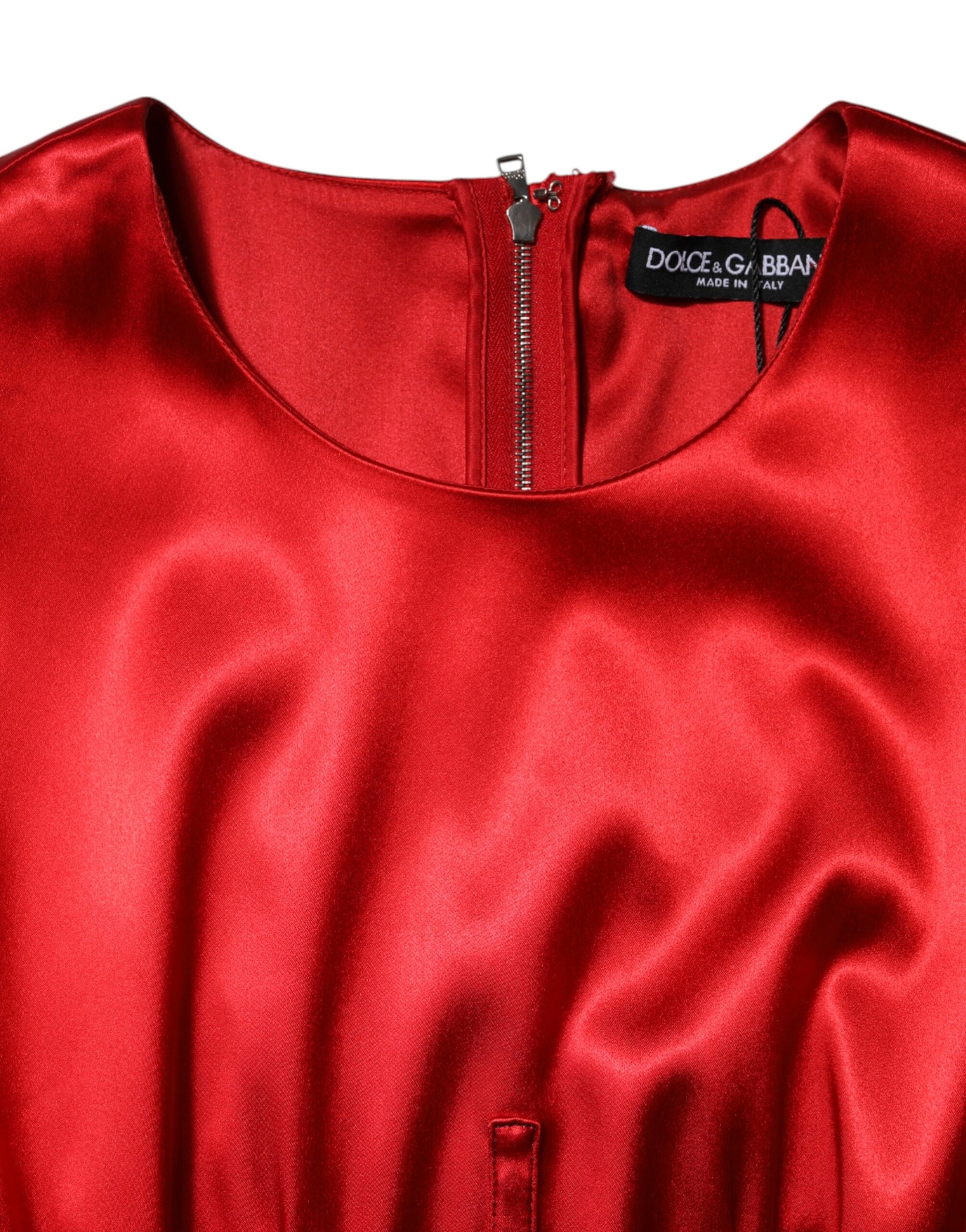 Dolce & Gabbana Red Acetate Sleeveless Sheath Midi Dress | Regal Royce