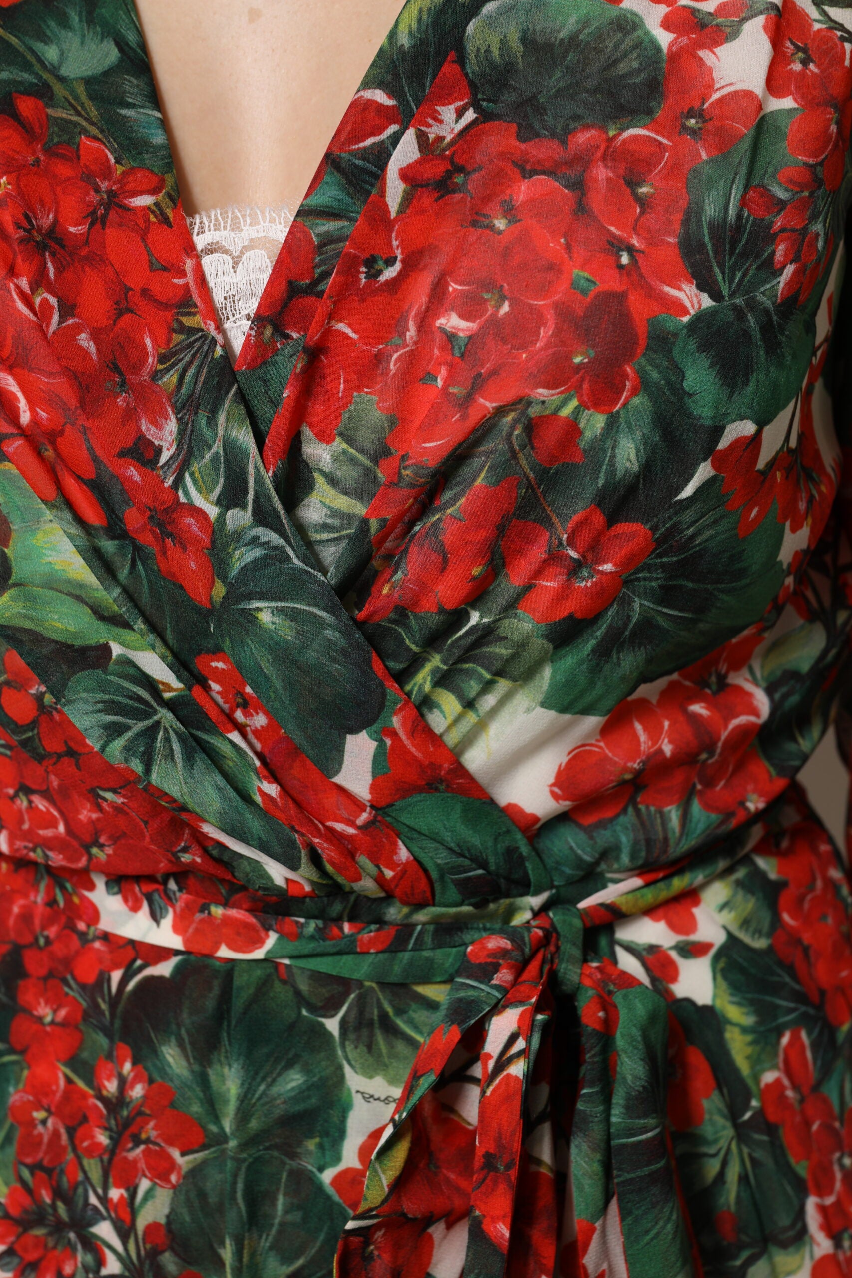 Dolce & Gabbana Multicolor Floral Long Sleeves V-neck Dress | Regal Royce