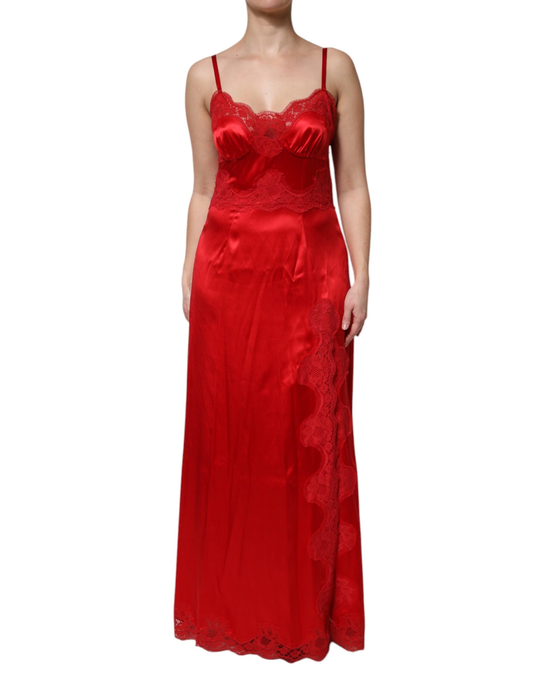 Dolce & Gabbana Red Silk Sleeveless Maxi Long Dress | Regal Royce