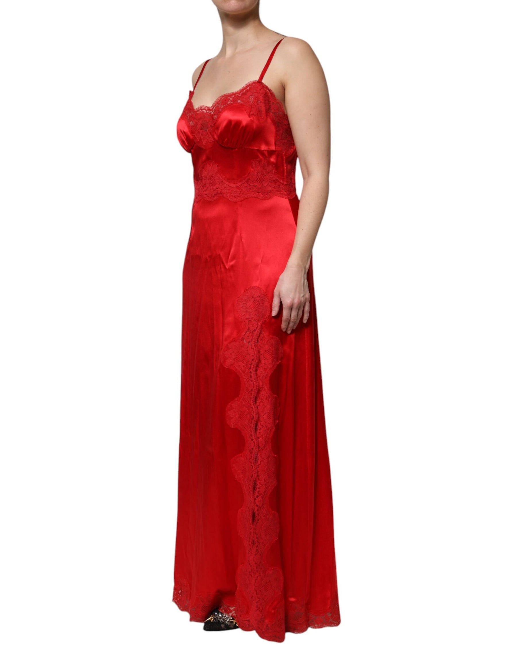 Dolce & Gabbana Red Silk Sleeveless Maxi Long Dress | Regal Royce