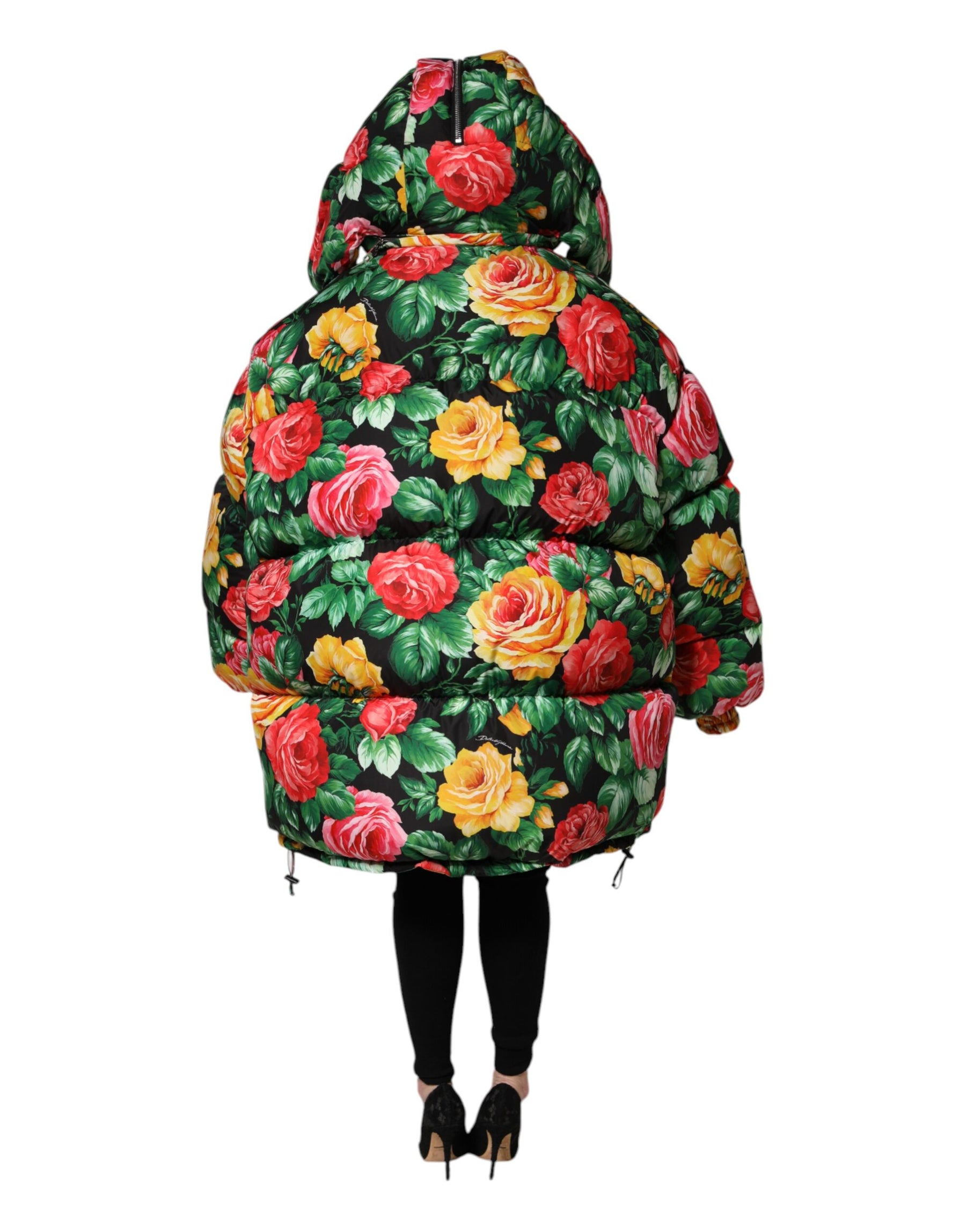 Dolce & Gabbana Multicolor Floral Puffer Hooded Jacket | Regal Royce