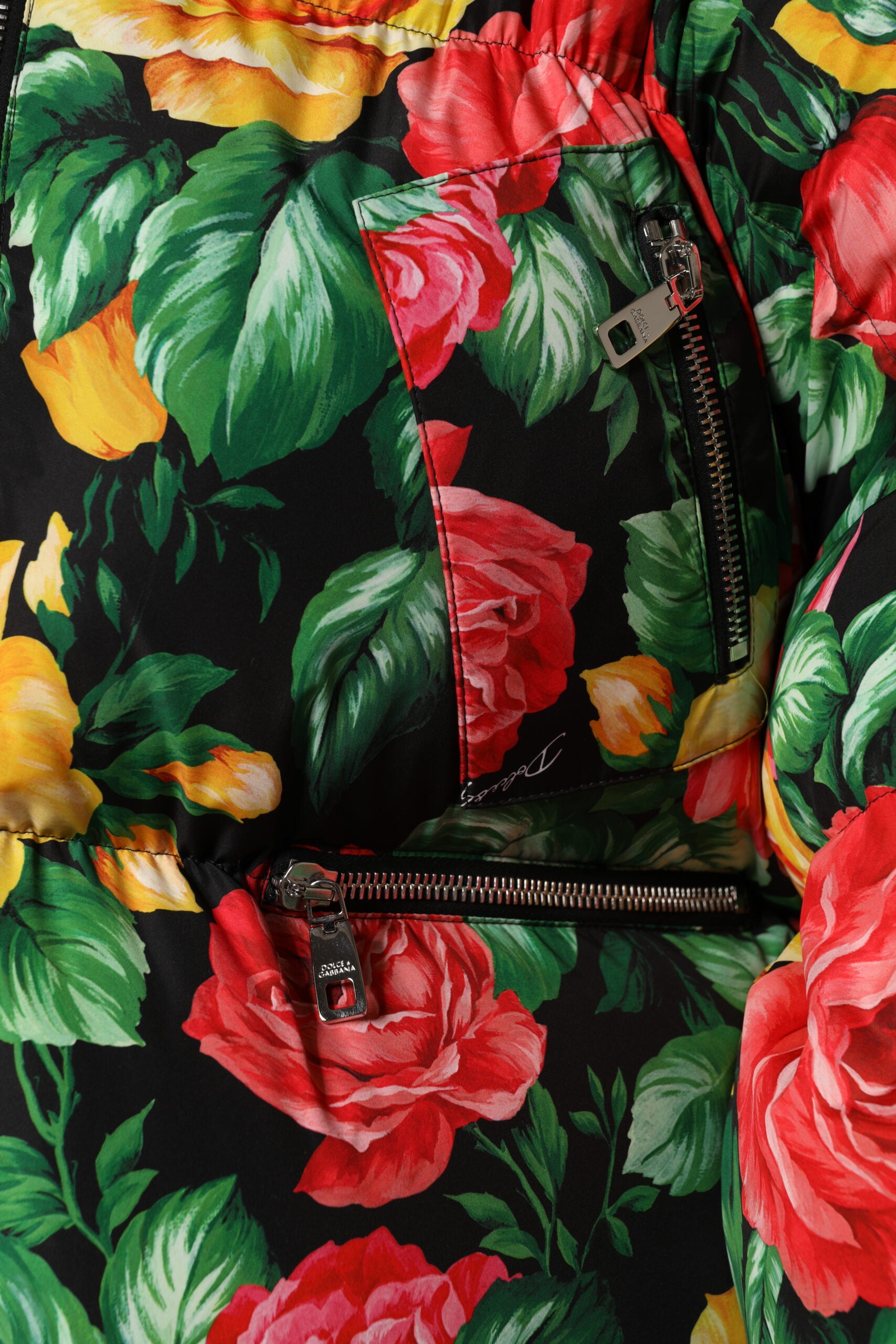 Dolce & Gabbana Multicolor Floral Puffer Hooded Jacket | Regal Royce