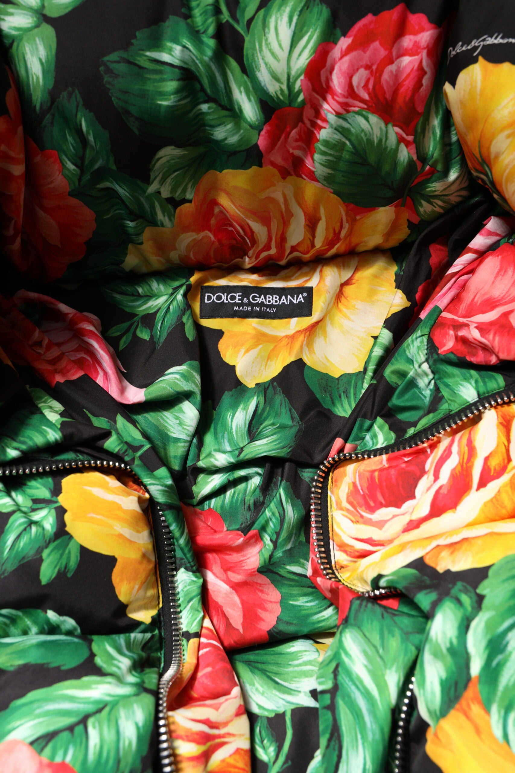 Dolce & Gabbana Multicolor Floral Puffer Hooded Jacket | Regal Royce