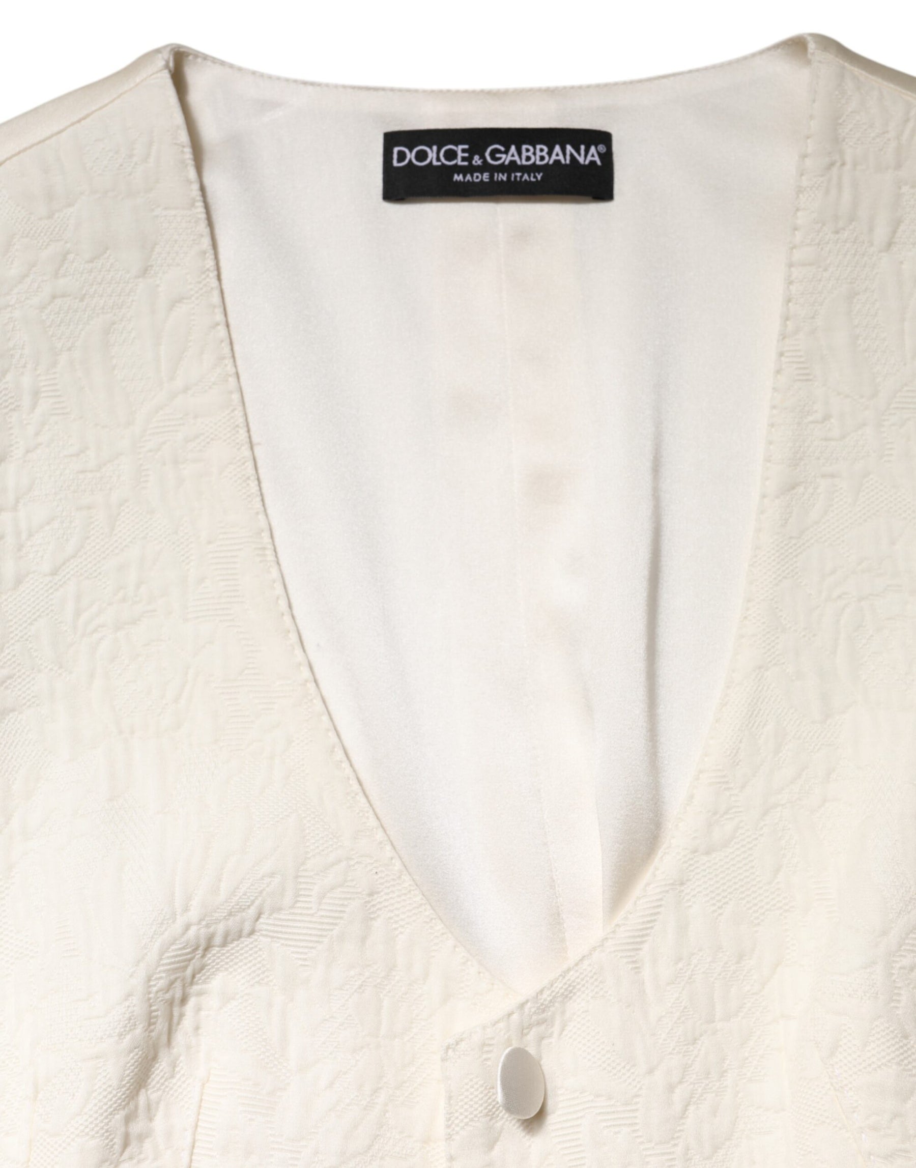Dolce & Gabbana Ivory Cotton Button Down Sleeveless Vest Top | Regal Royce