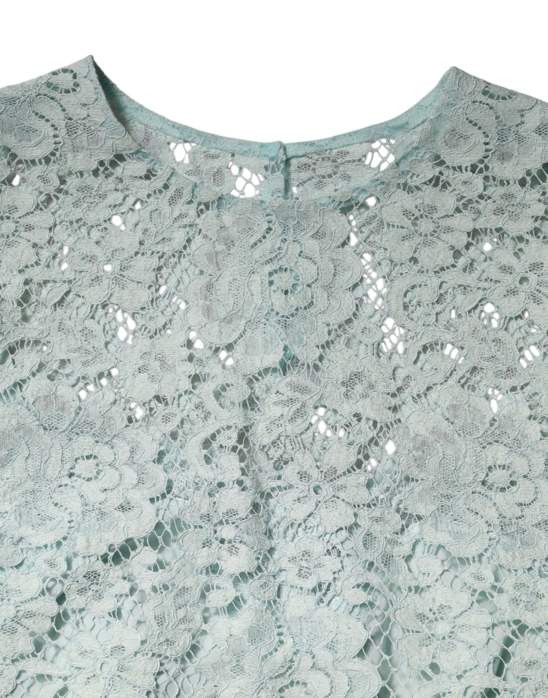 Dolce & Gabbana Mint Green Floral Lace Cotton Blouse Top | Regal Royce