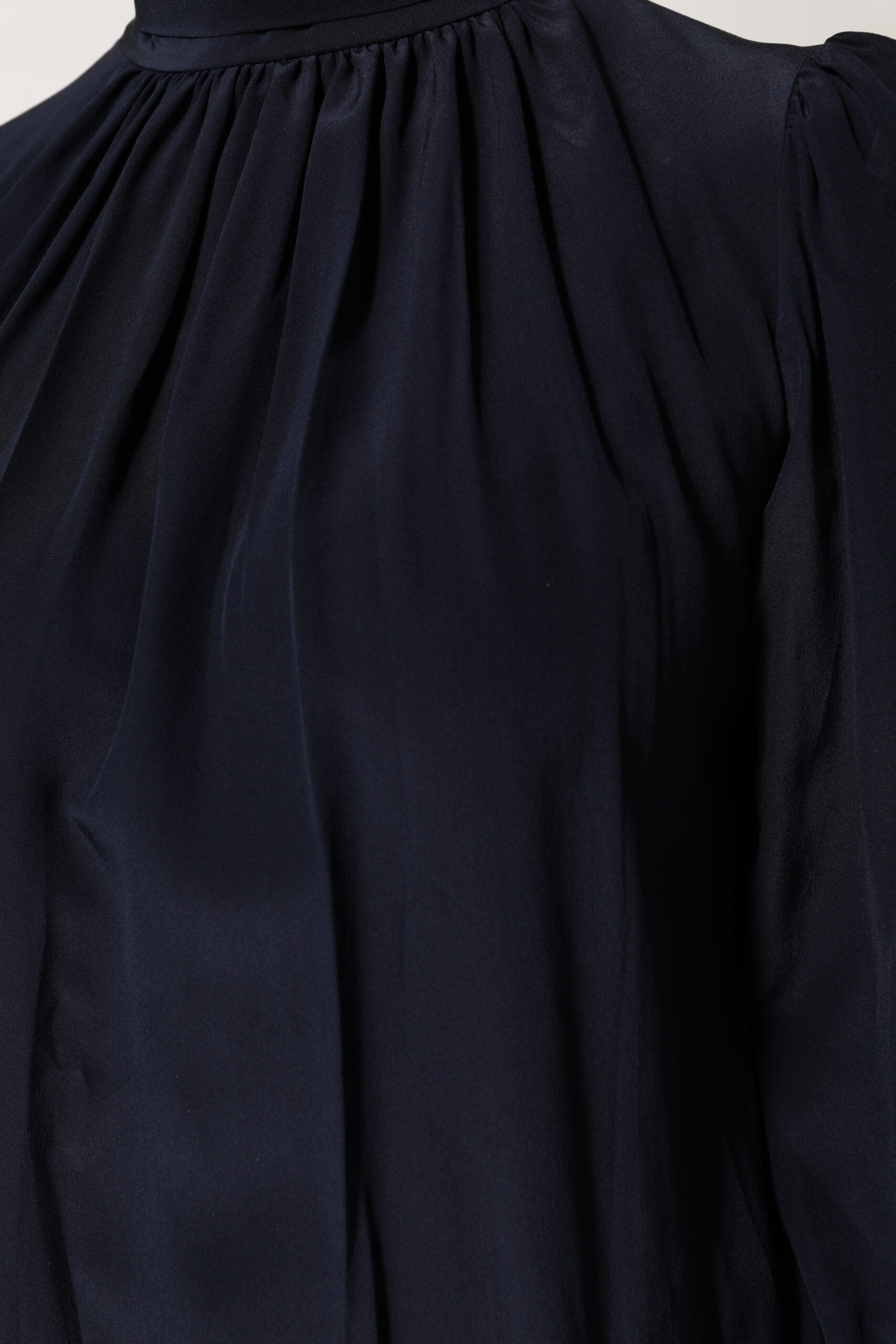 Dolce & Gabbana Blue Silk Mock Neck Long Sleeves Blouse Top | Regal Royce