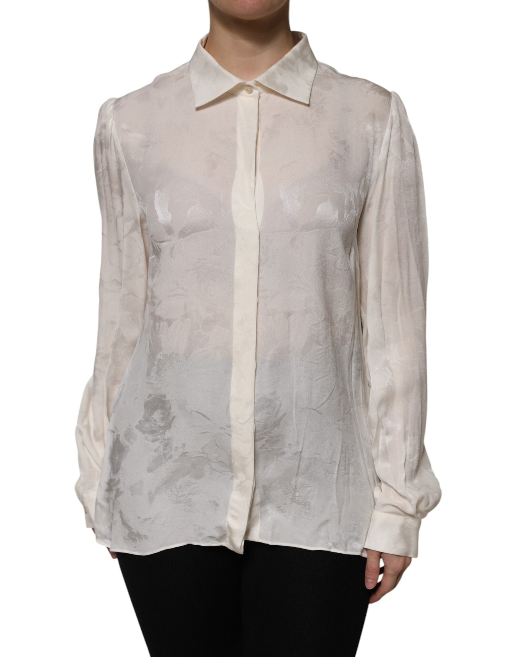 Dolce & Gabbana White Button Down Long Sleeves Blouse Top | Regal Royce