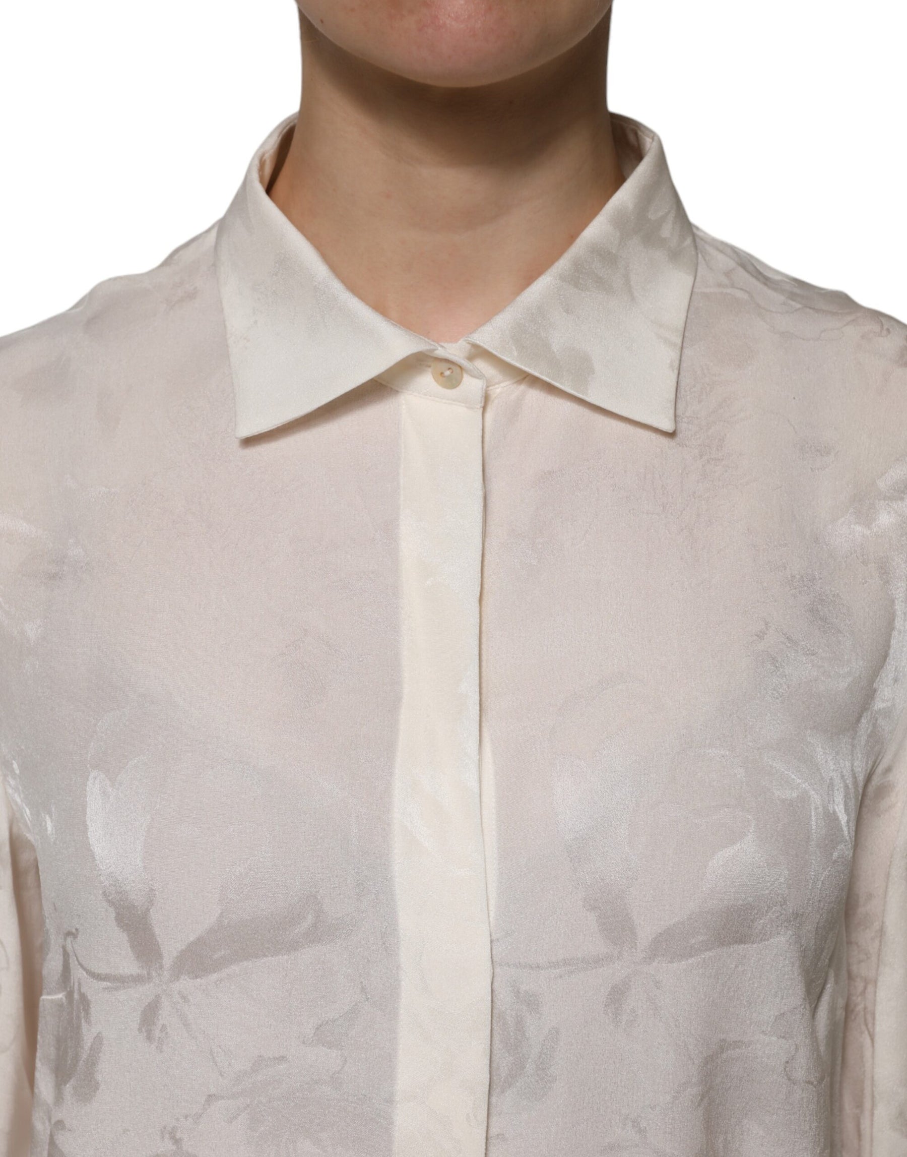 Dolce & Gabbana White Button Down Long Sleeves Blouse Top | Regal Royce