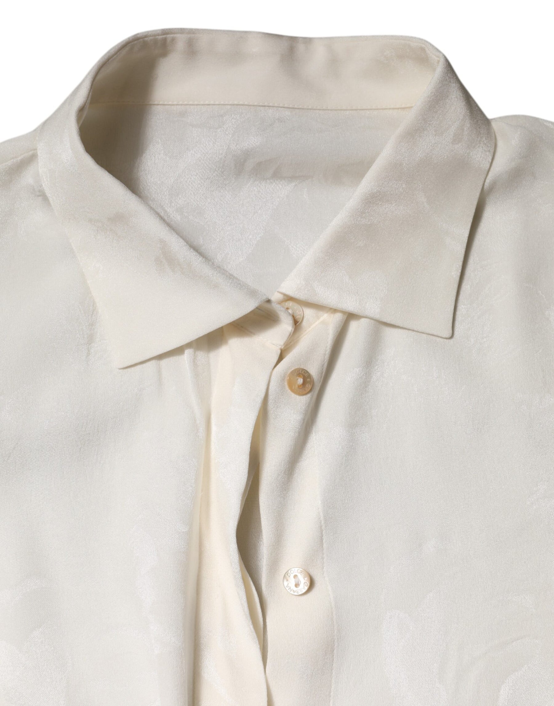 Dolce & Gabbana White Button Down Long Sleeves Blouse Top | Regal Royce