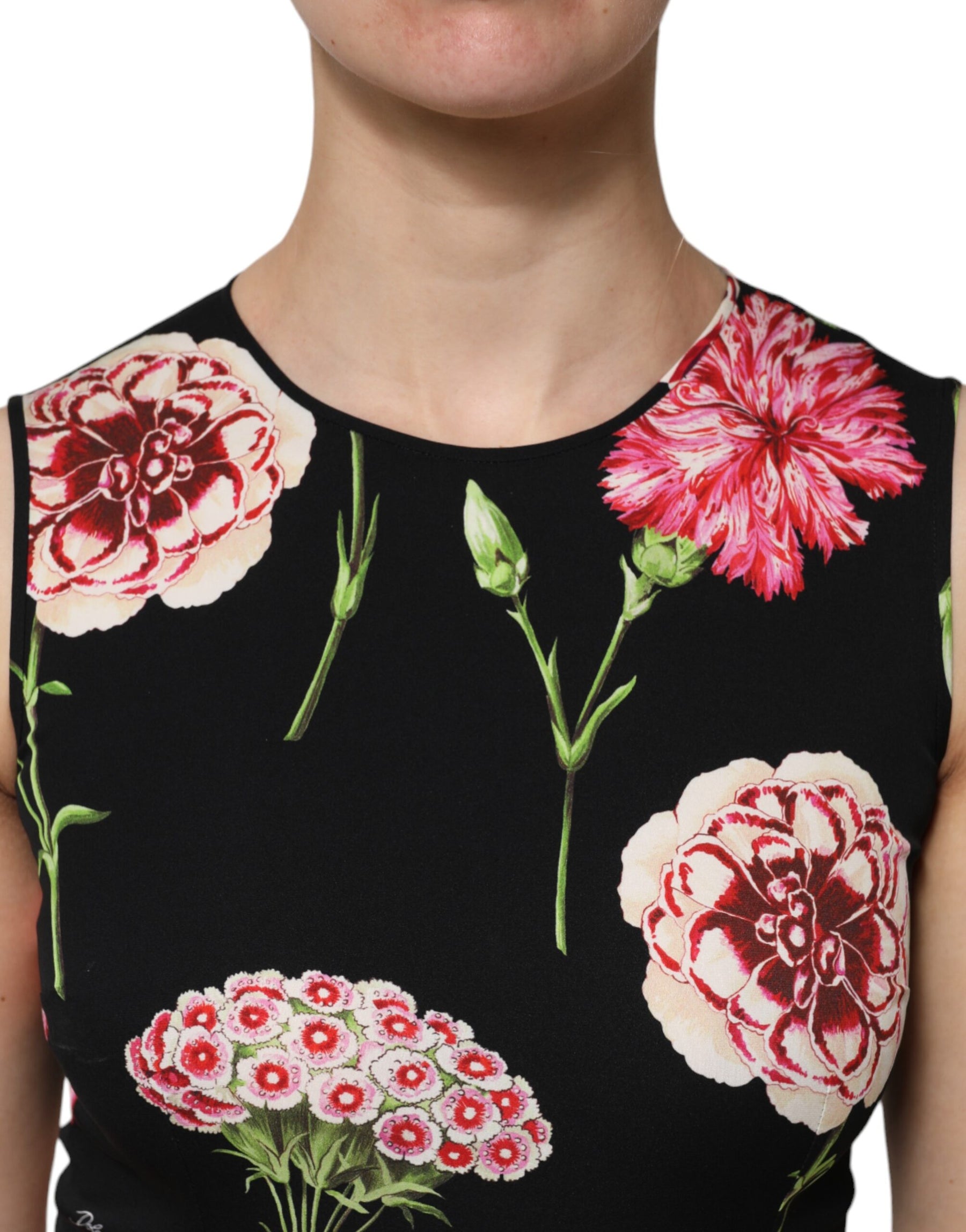 Dolce & Gabbana Black Floral Print Sleeveless Tank Blouse Top | Regal Royce