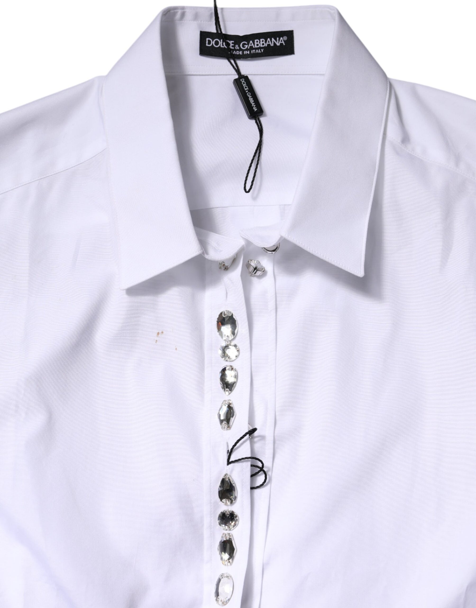 Dolce & Gabbana White Rhinestone Embellish Long Sleeves Top | Regal Royce