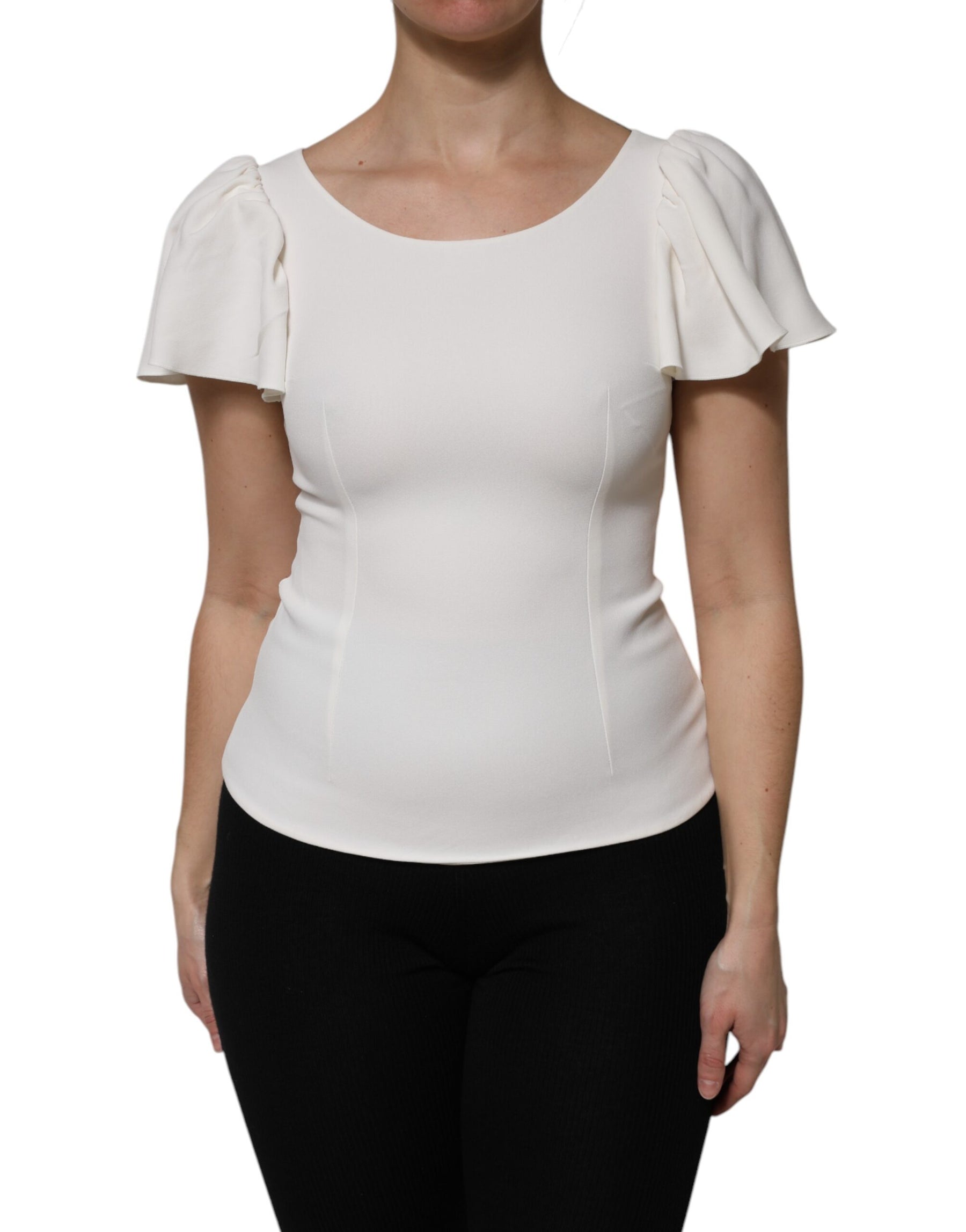 Dolce & Gabbana White Viscose Round Neck Short Sleeves Top | Regal Royce