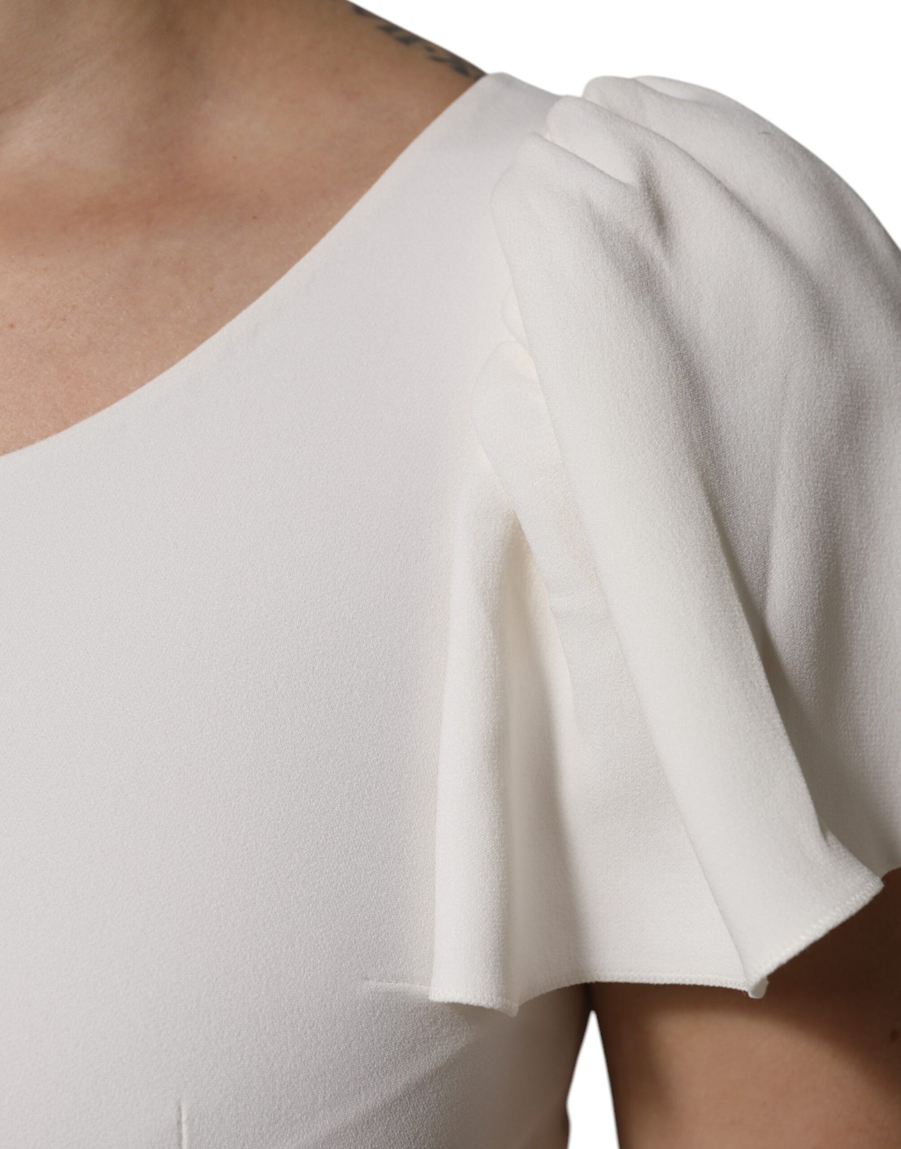 Dolce & Gabbana White Viscose Round Neck Short Sleeves Top | Regal Royce