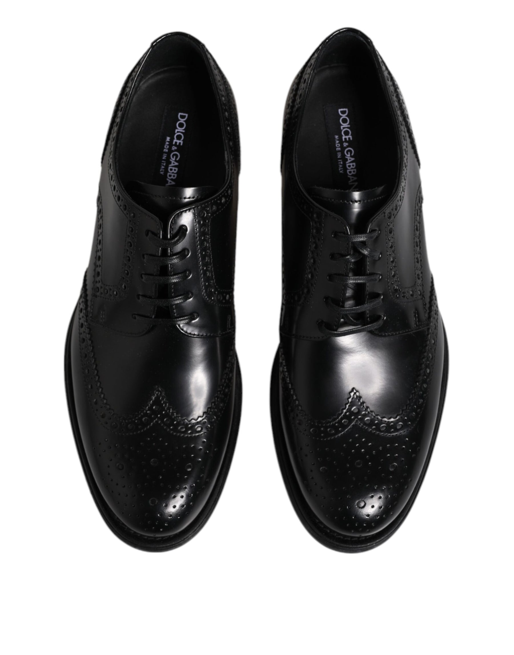 Dolce & Gabbana Black Leather Derby Wingtip Formal Shoes | Regal Royce