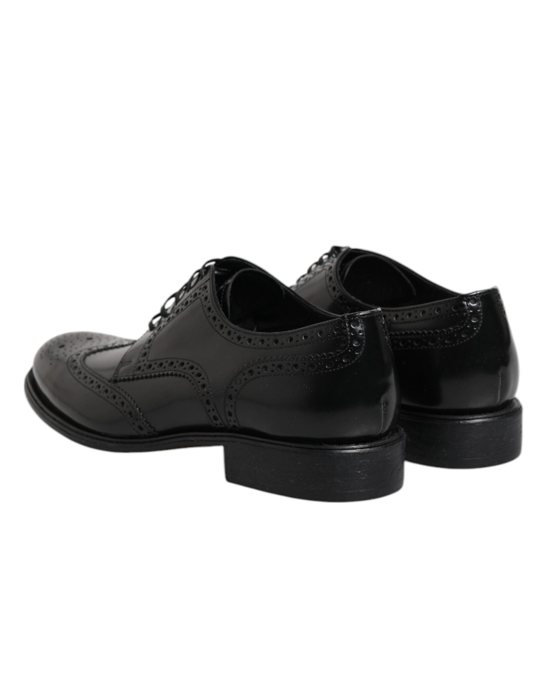 Dolce & Gabbana Black Leather Derby Wingtip Formal Shoes | Regal Royce
