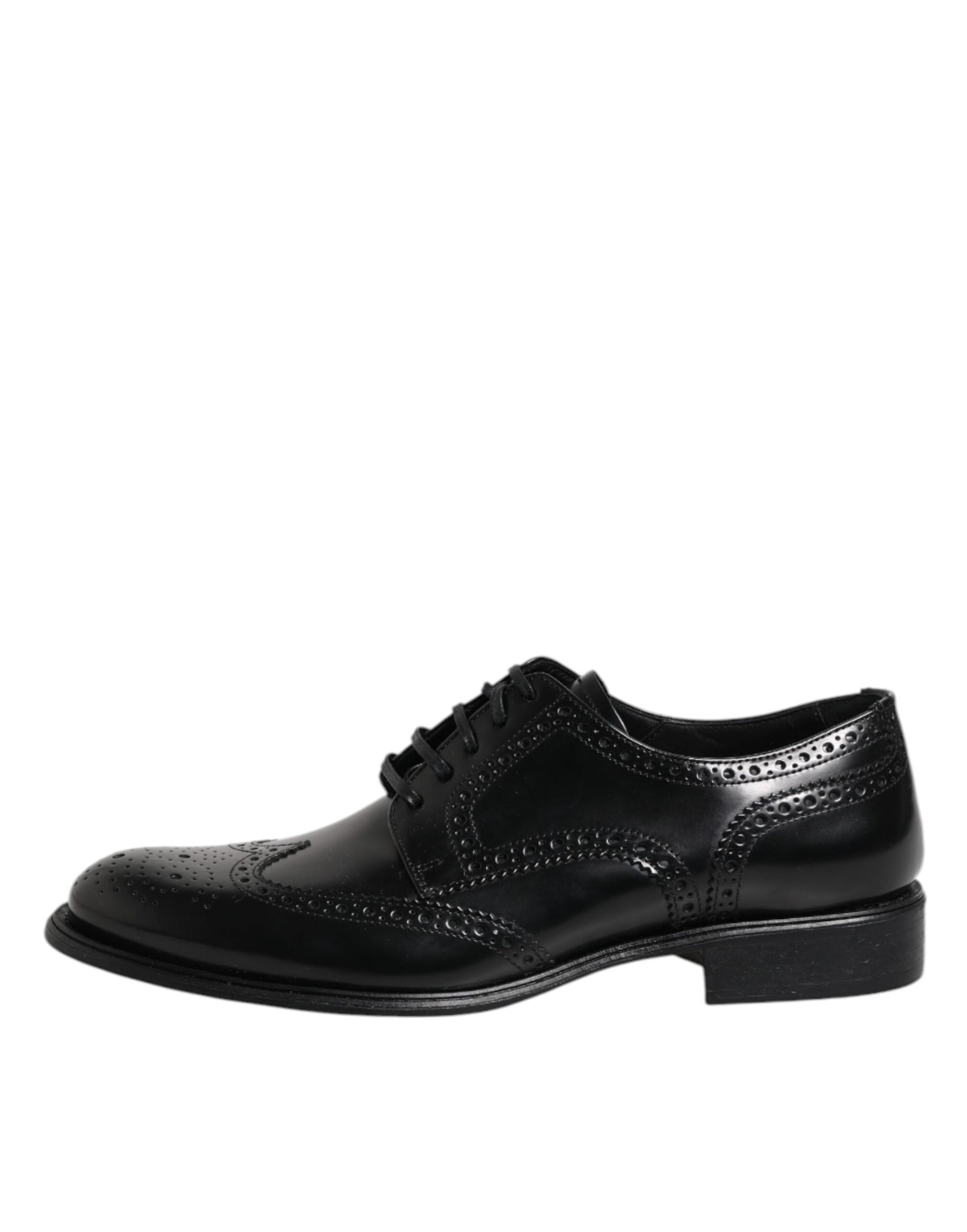 Dolce & Gabbana Black Leather Derby Wingtip Formal Shoes | Regal Royce