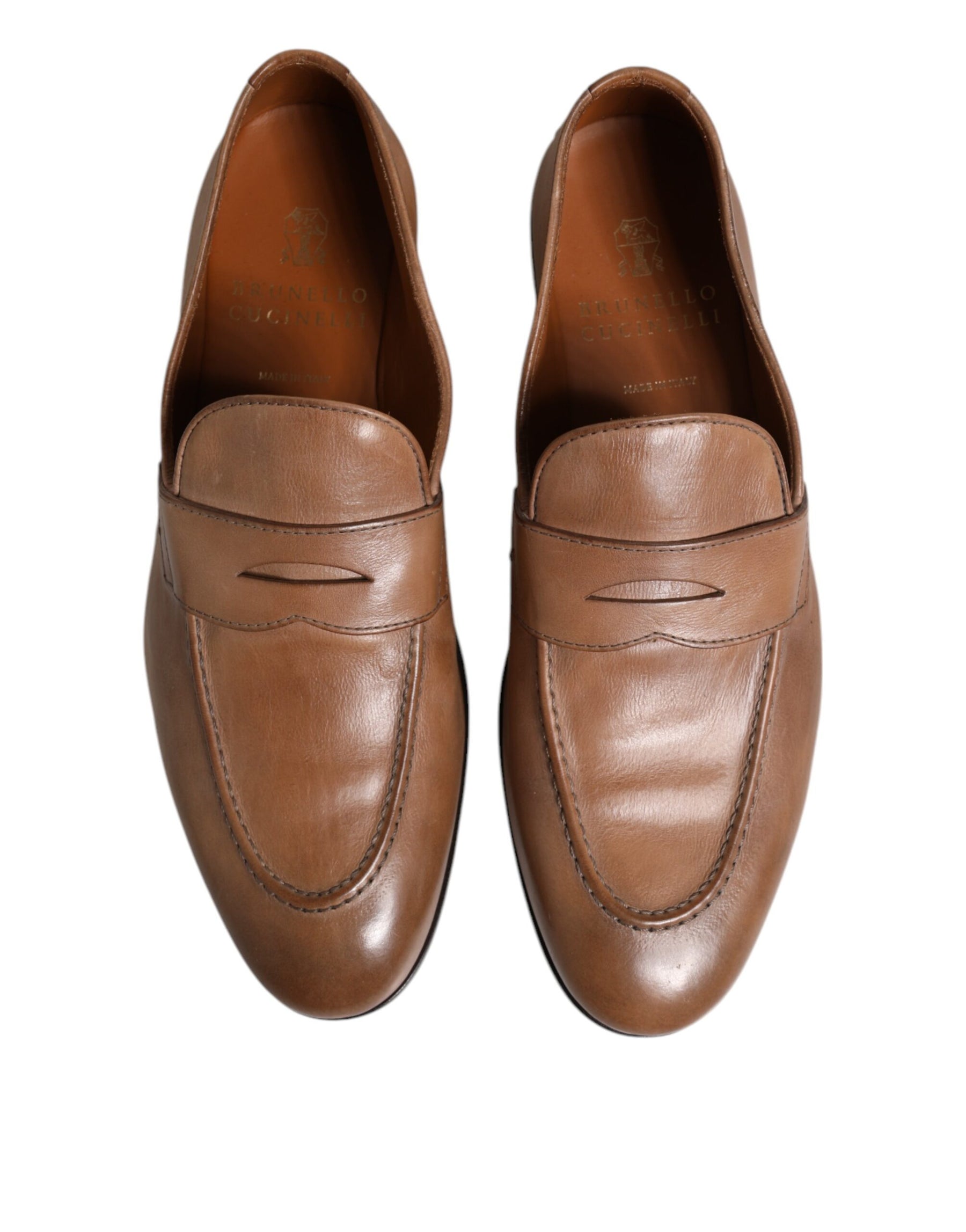 Brunello Cucinelli Brown Leather Loafer Dress Formal Shoes | Regal Royce