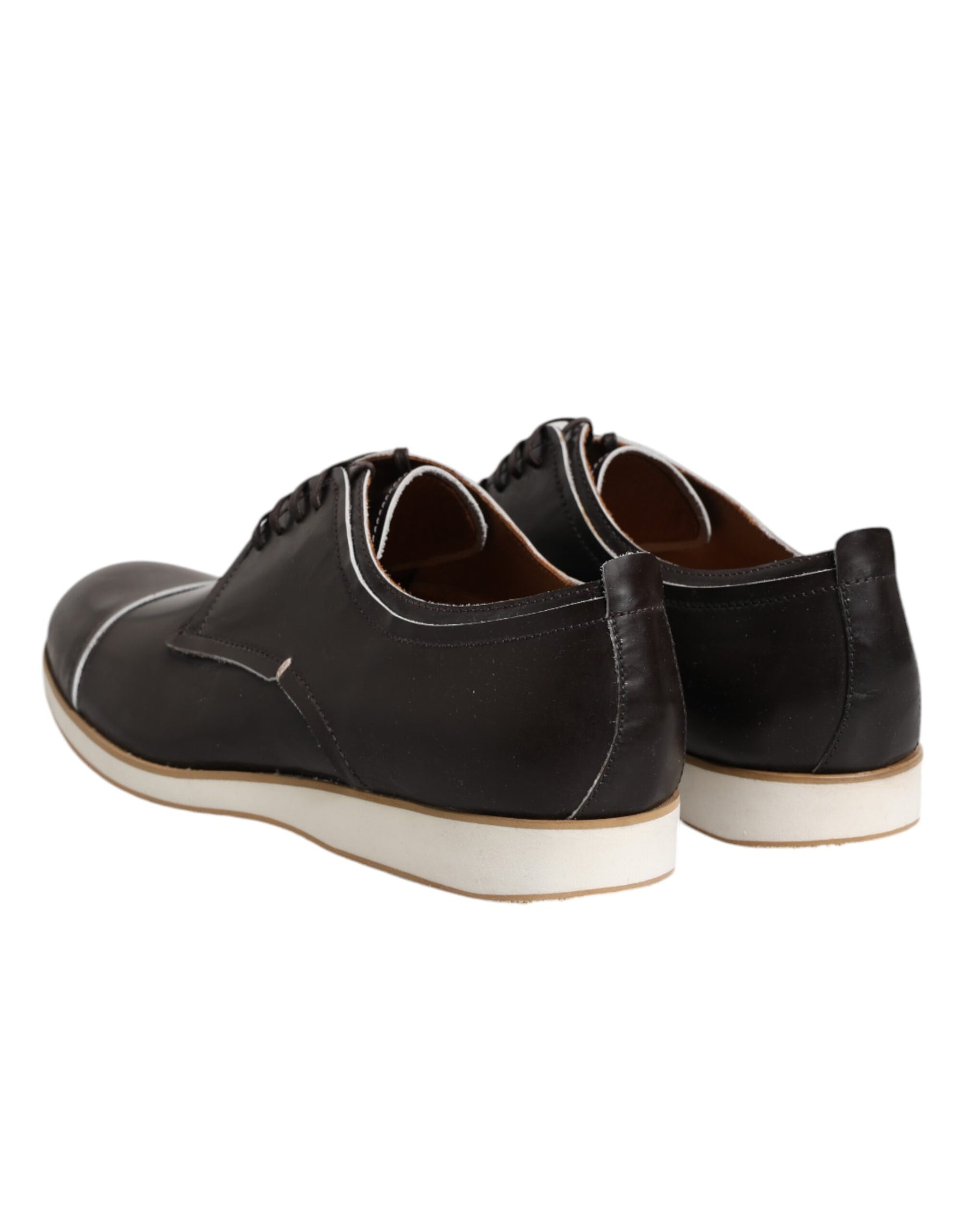 Pollini Dark Brown Leather Derby Lace Up Dress Formal Shoes | Regal Royce